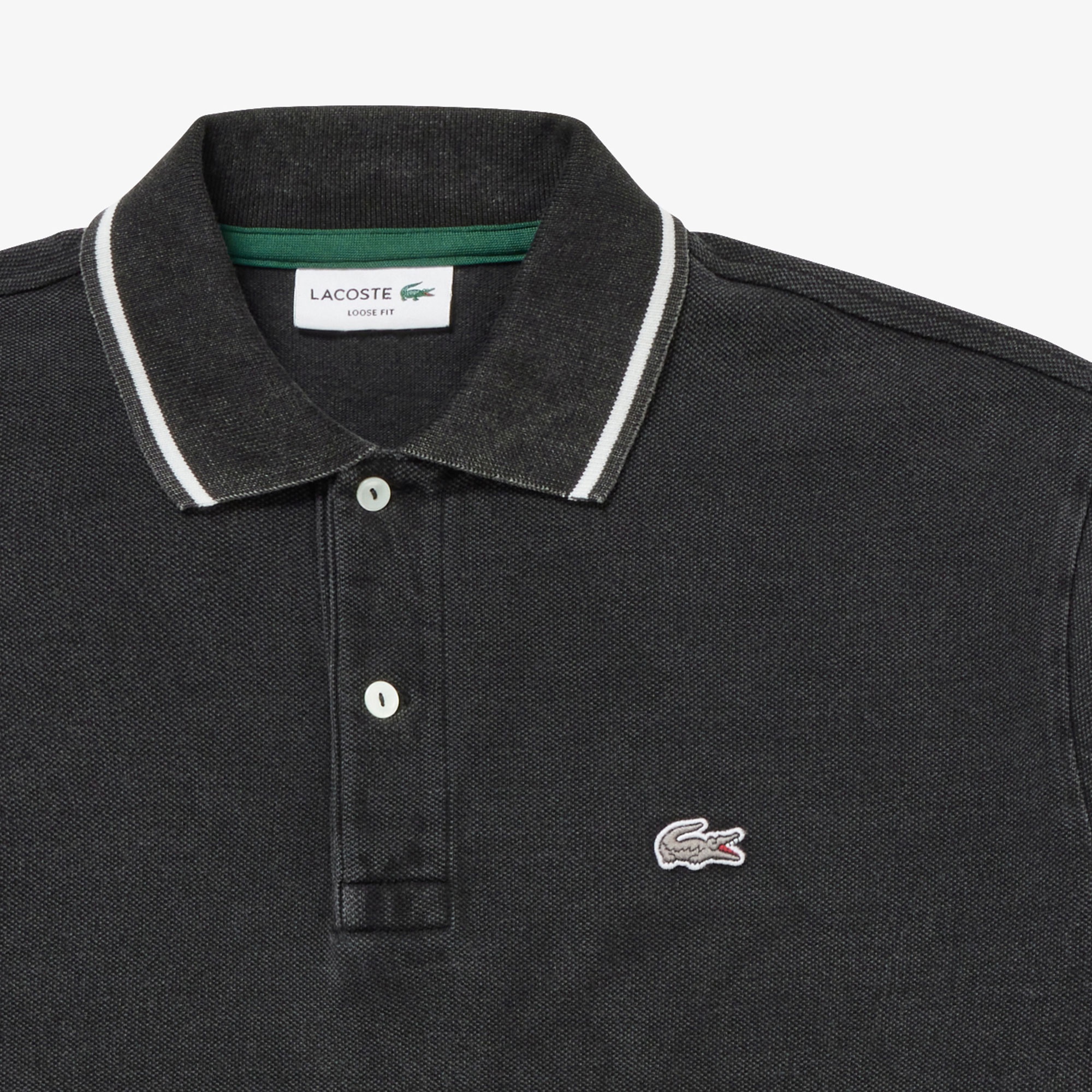 配色リブニットインディゴポロシャツ