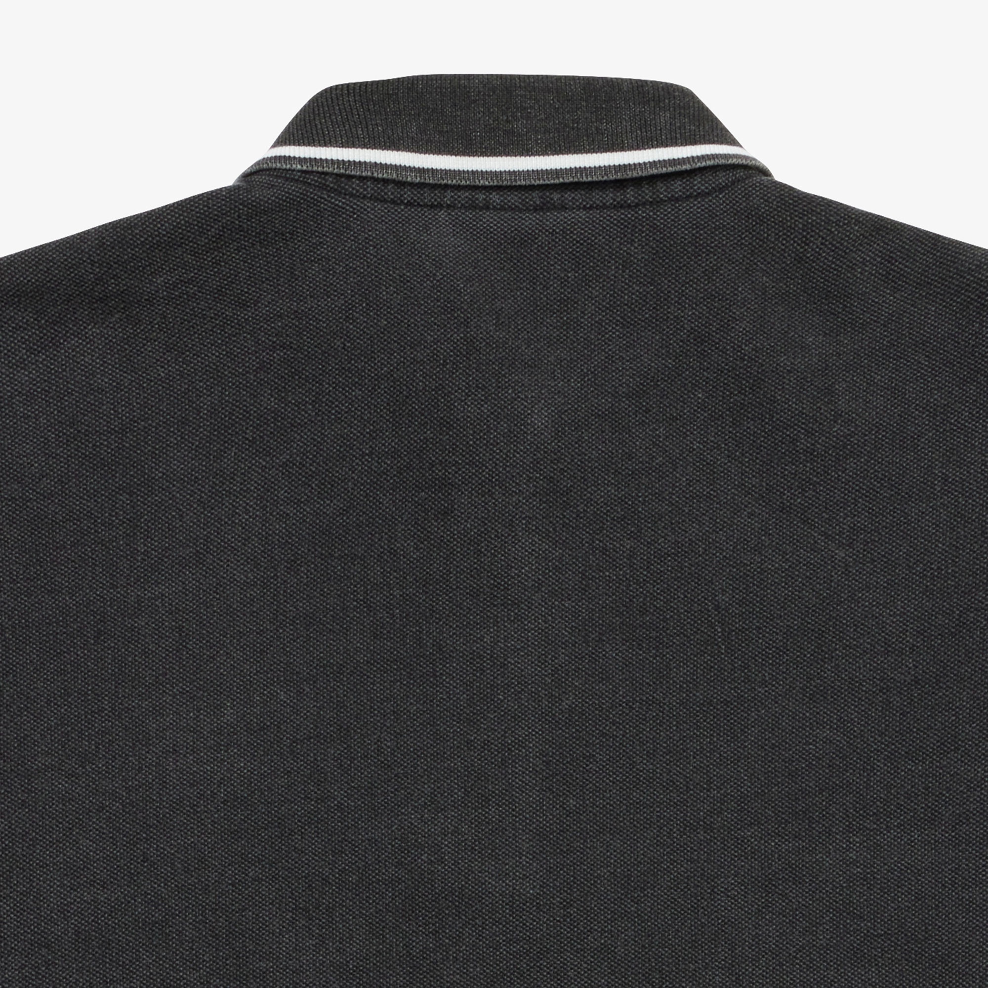 配色リブニットインディゴポロシャツ