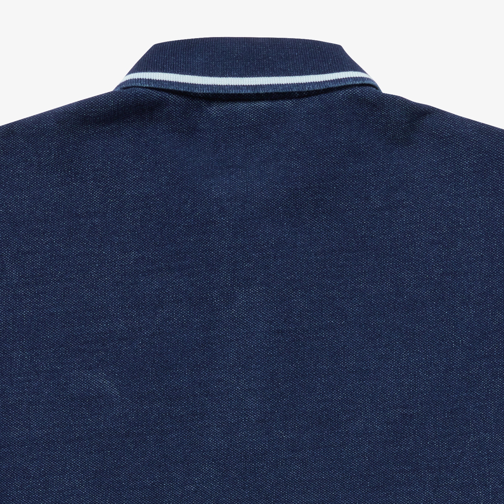 配色リブニットインディゴポロシャツ