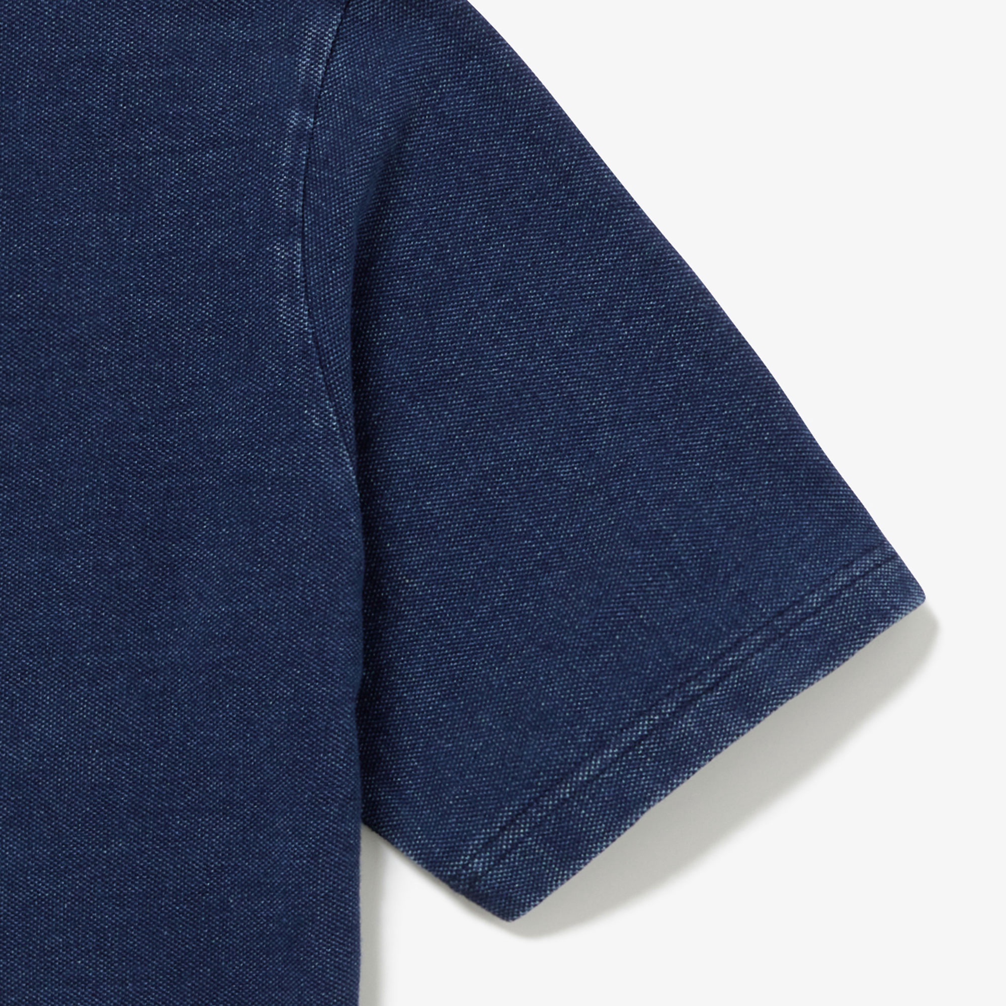 配色リブニットインディゴポロシャツ