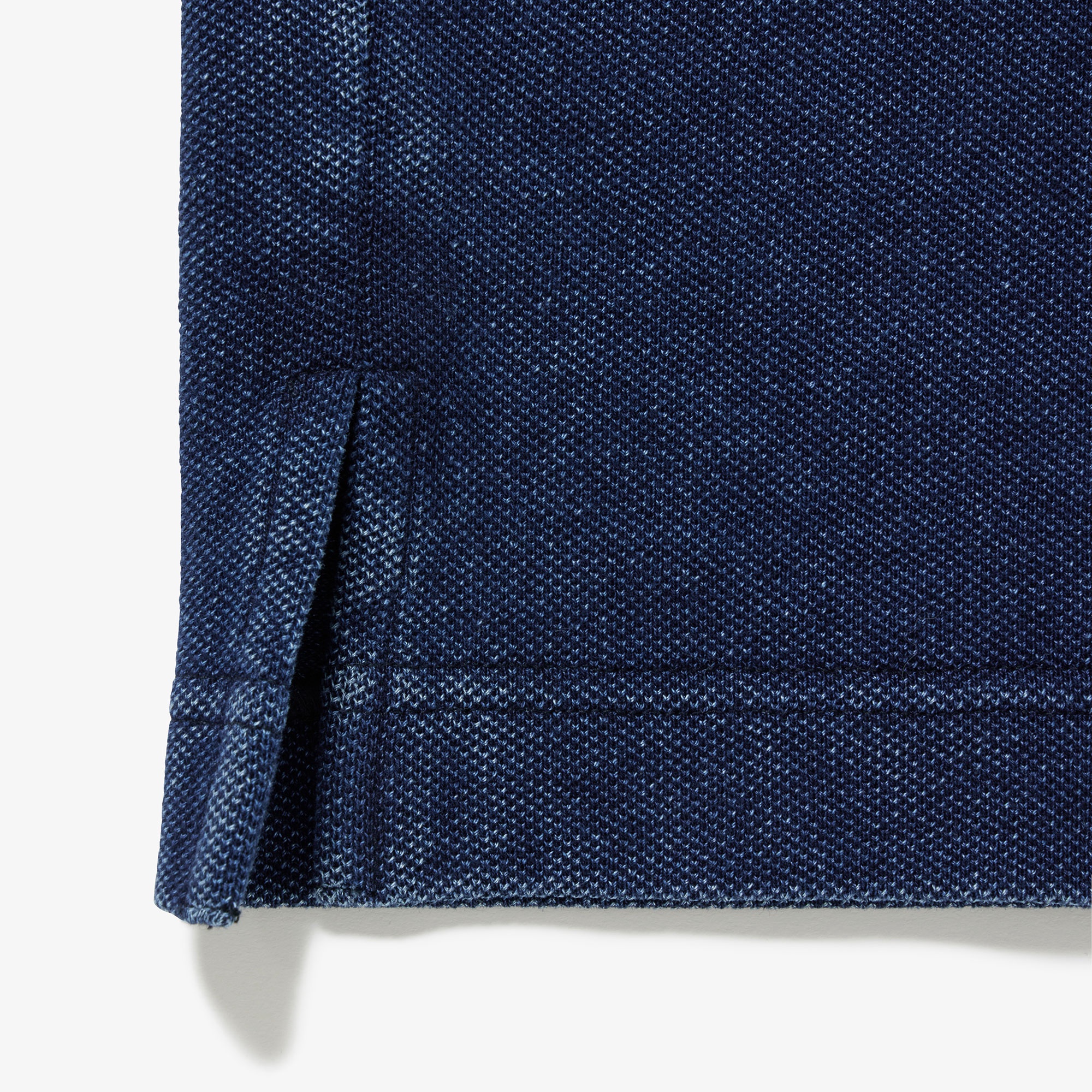 配色リブニットインディゴポロシャツ