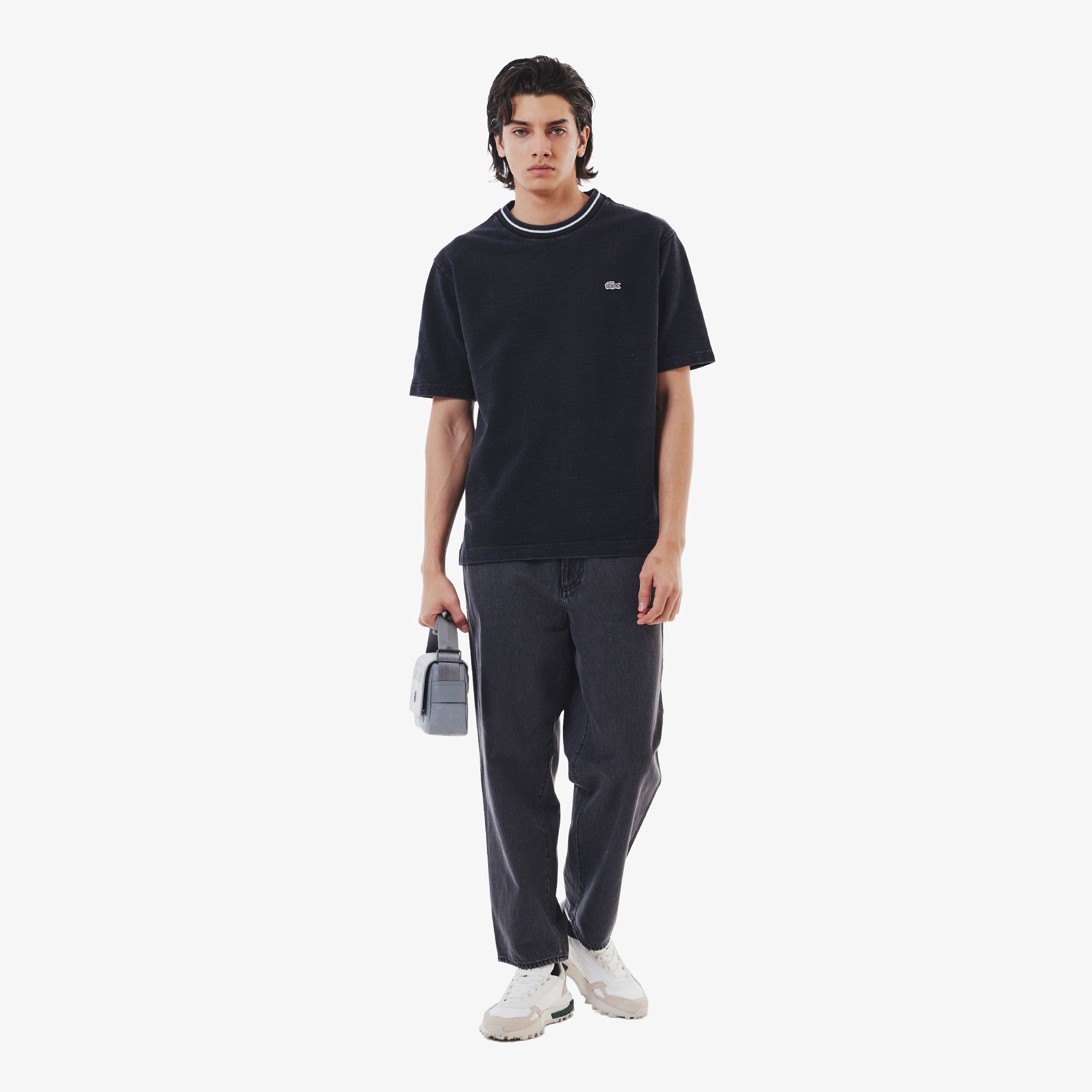 配色リブニットインディゴTシャツ