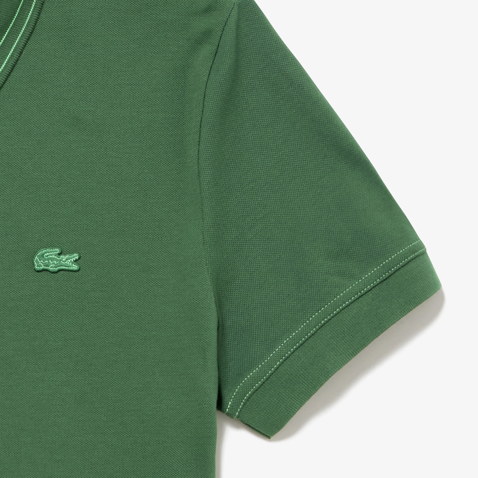 ストライプリブニットカラーストレッチポロシャツ