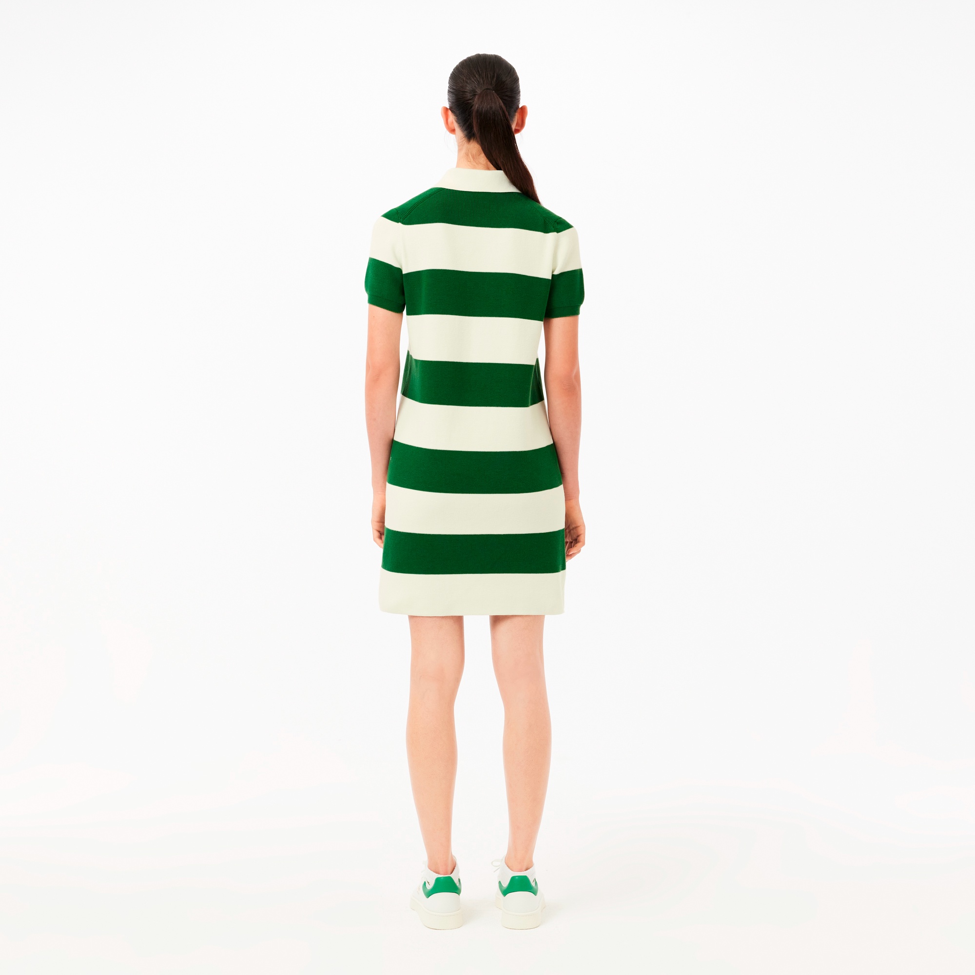 オーガニックコットンニットボーダーポロドレス