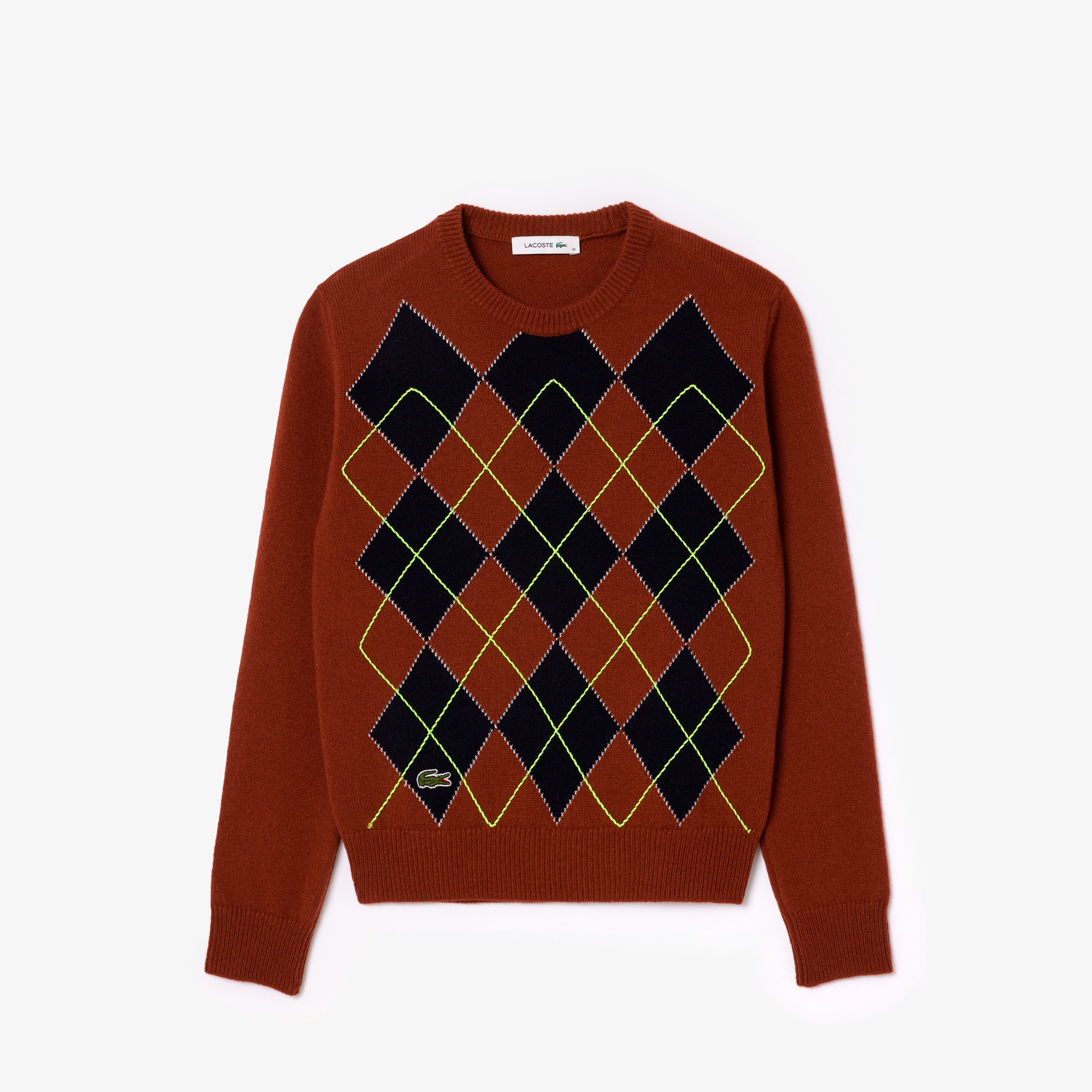 配色ステッチアーガイルジャカードニットセーター