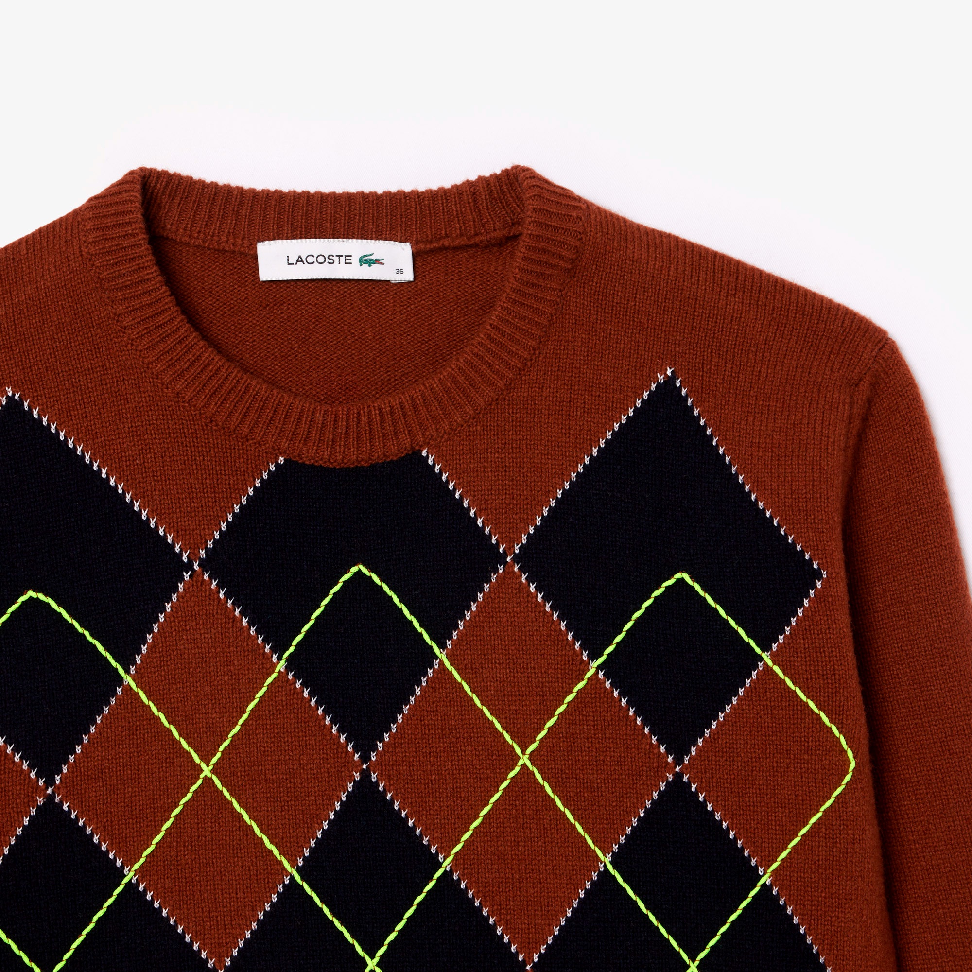 配色ステッチアーガイルジャカードニットセーター