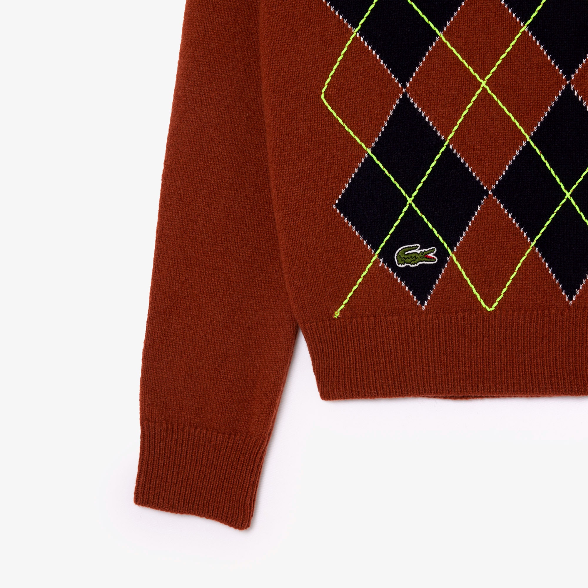 配色ステッチアーガイルジャカードニットセーター