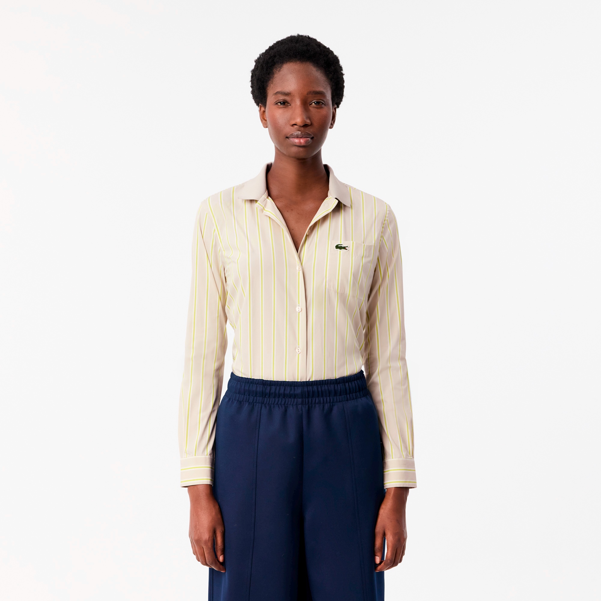 リブニットカラーポプリンシャツ