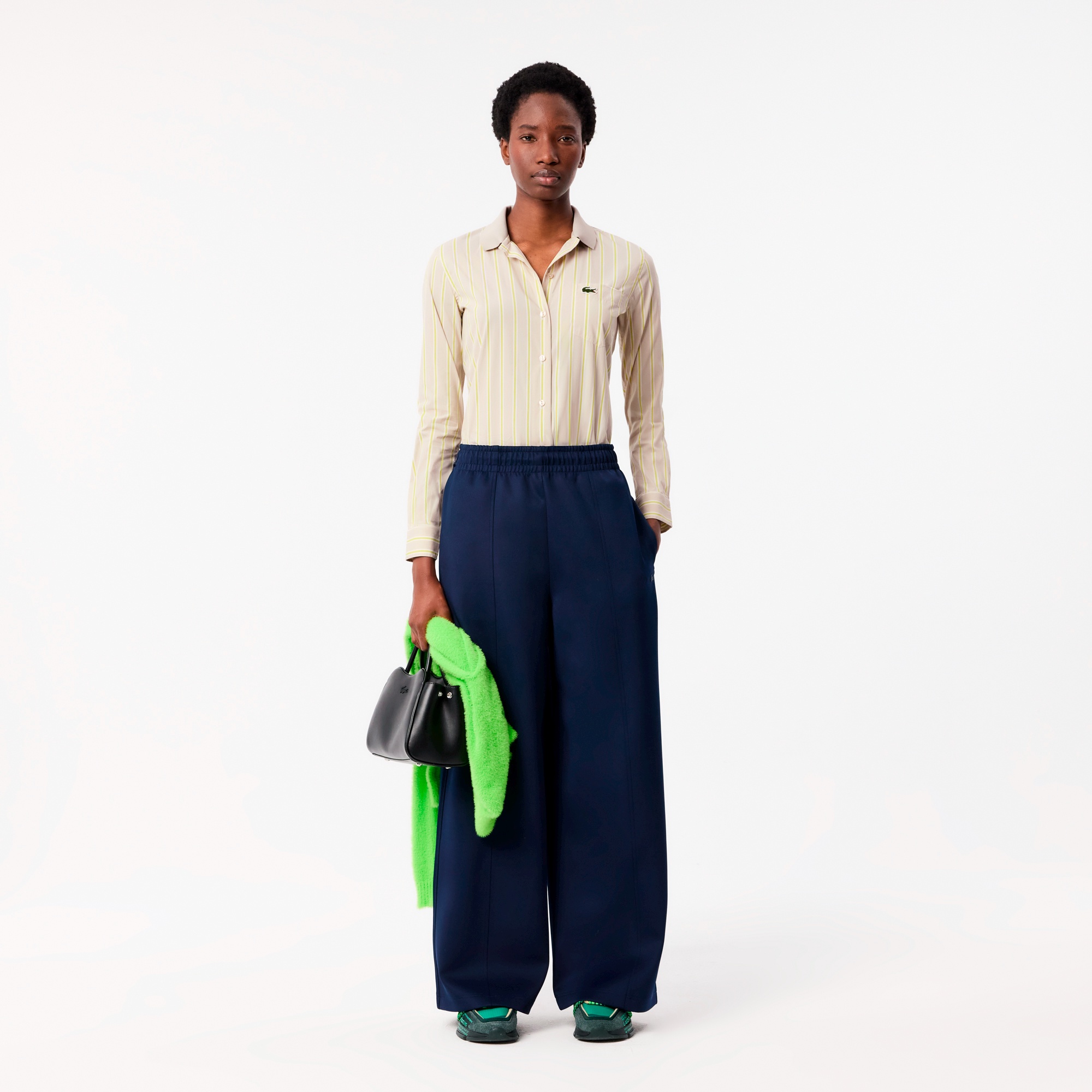 リブニットカラーポプリンシャツ