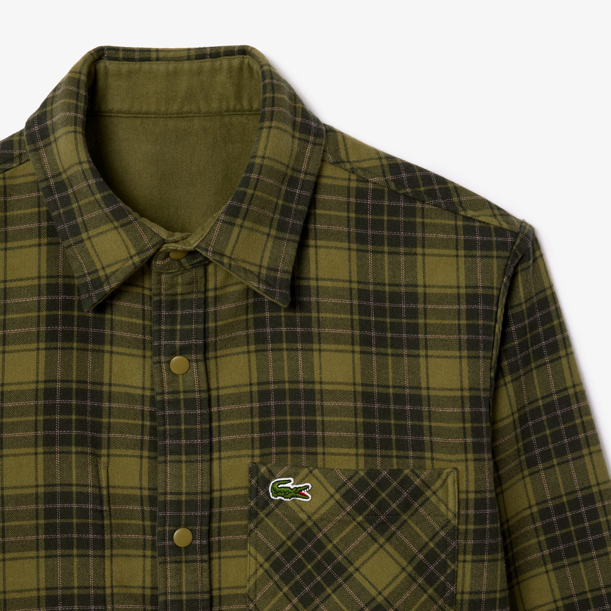 無地✕チェックリバーシブルシャツ