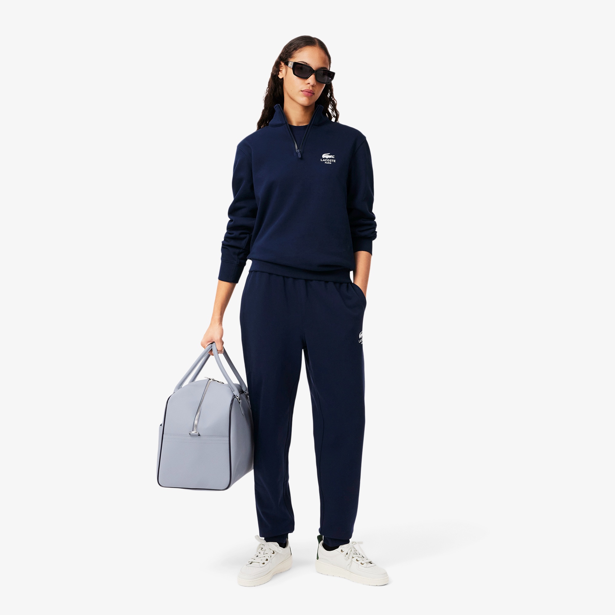 ワンポイントプリントハーフジップスウェット