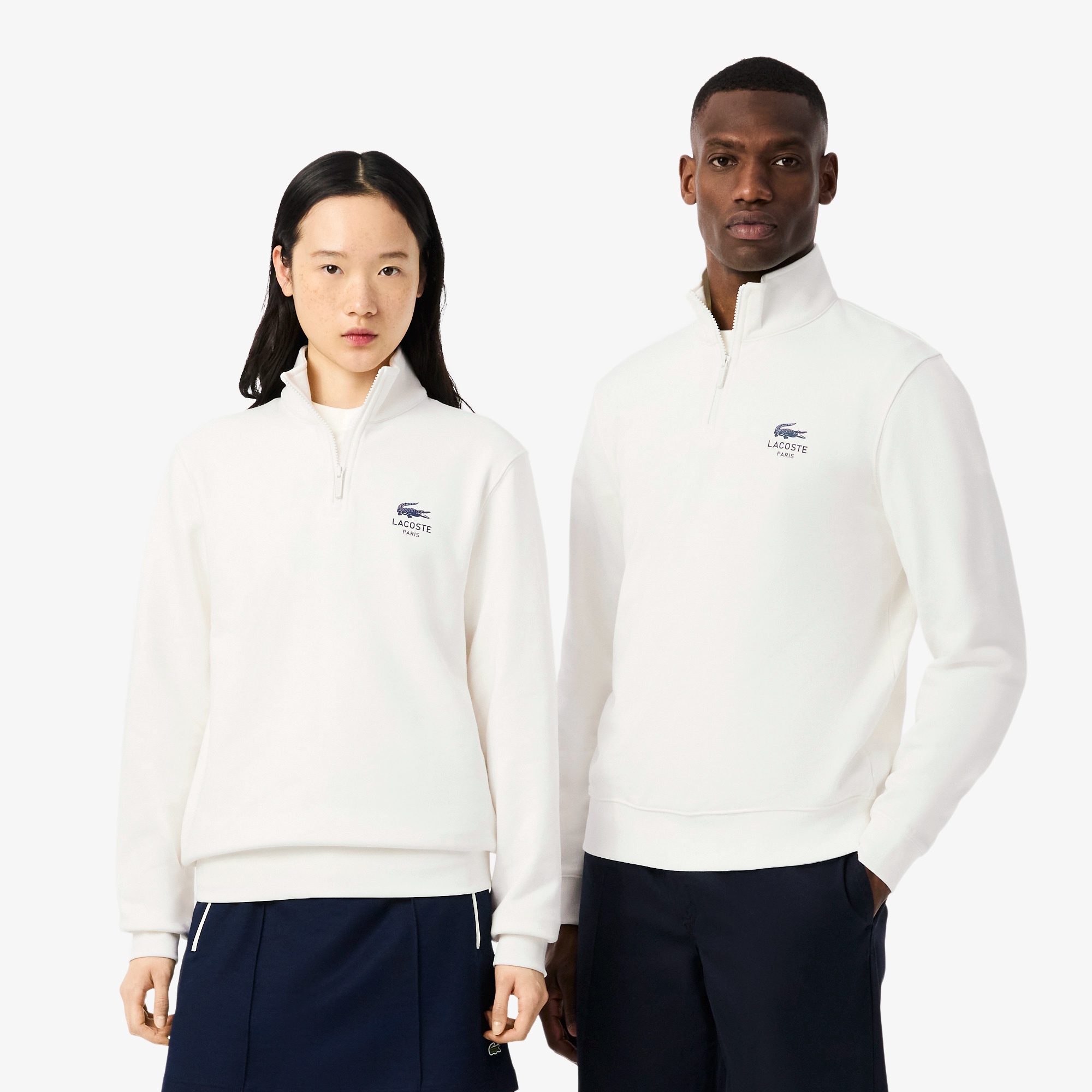 ワンポイントプリントハーフジップスウェット