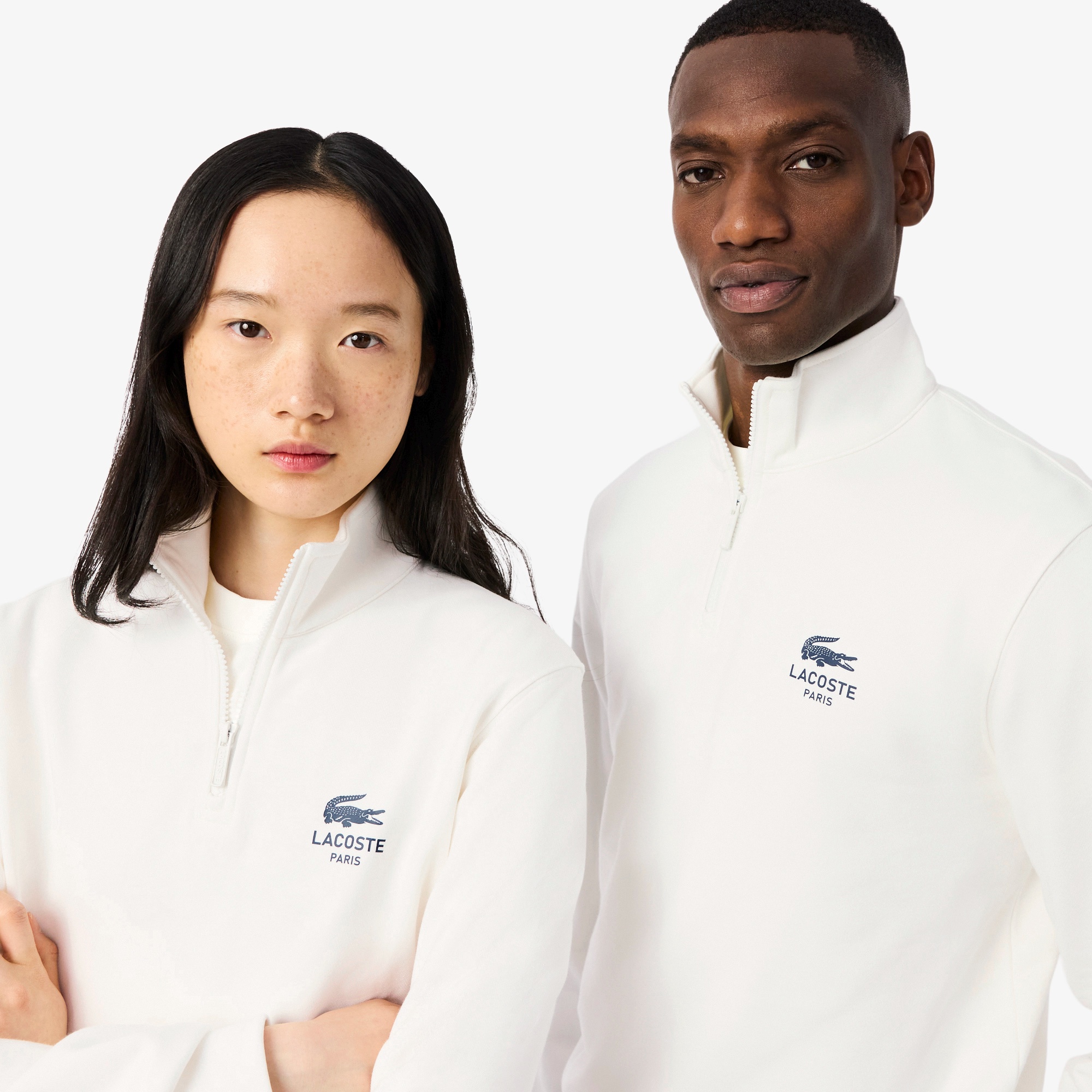 ワンポイントプリントハーフジップスウェット