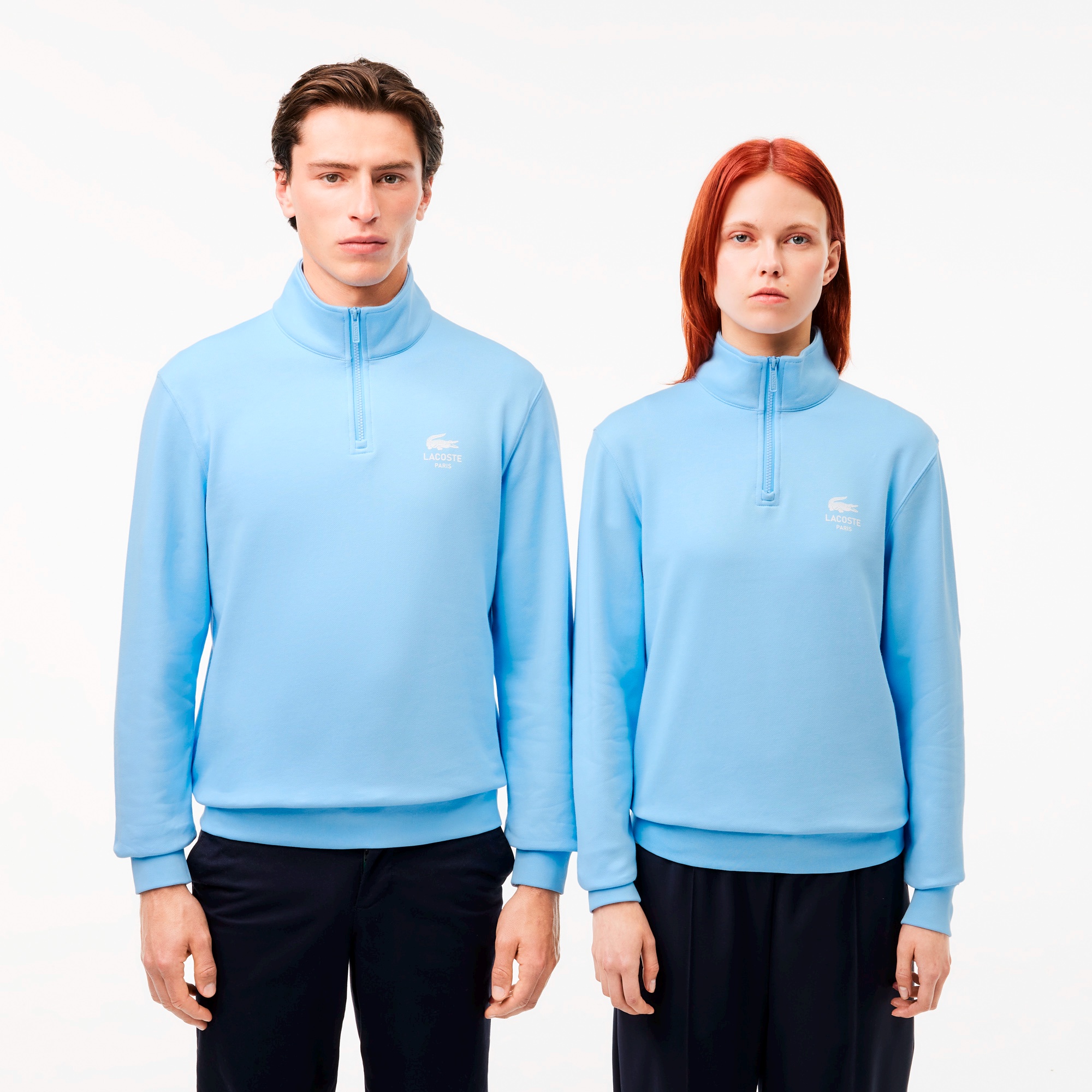 ワンポイントプリントハーフジップスウェット