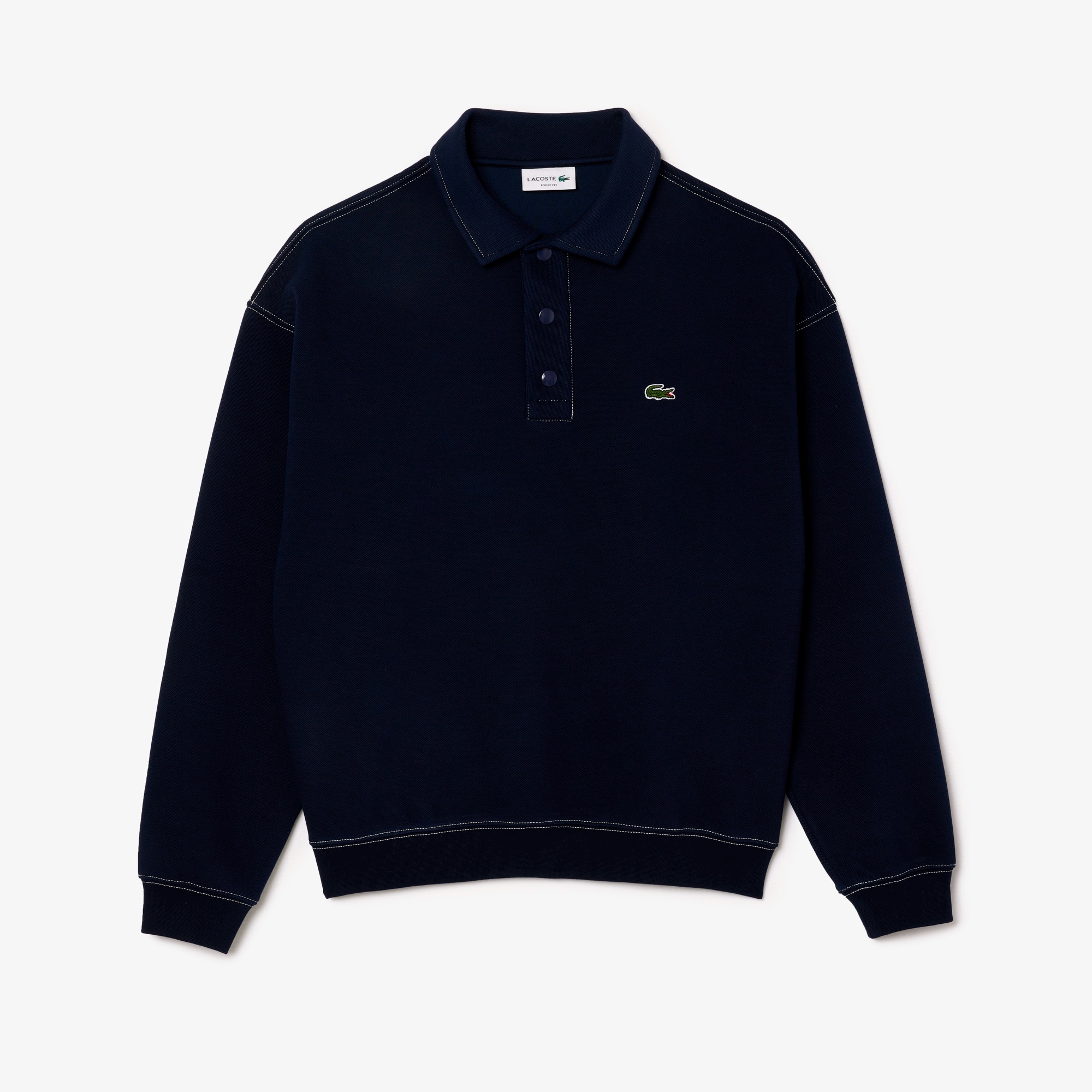 ダブルフェイスロングスリーブポロスウェット