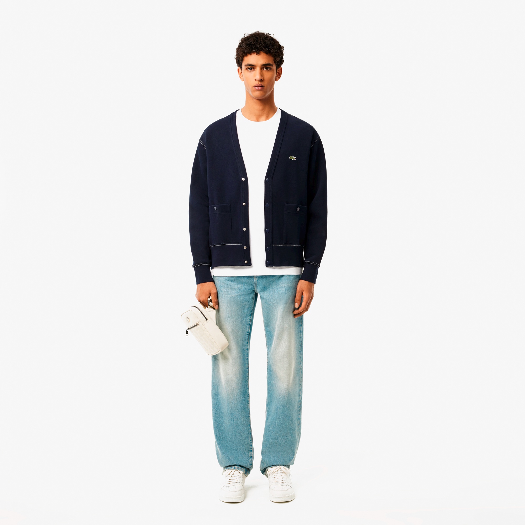 スクエアポケットダブルフェイス鹿の子カーディガン