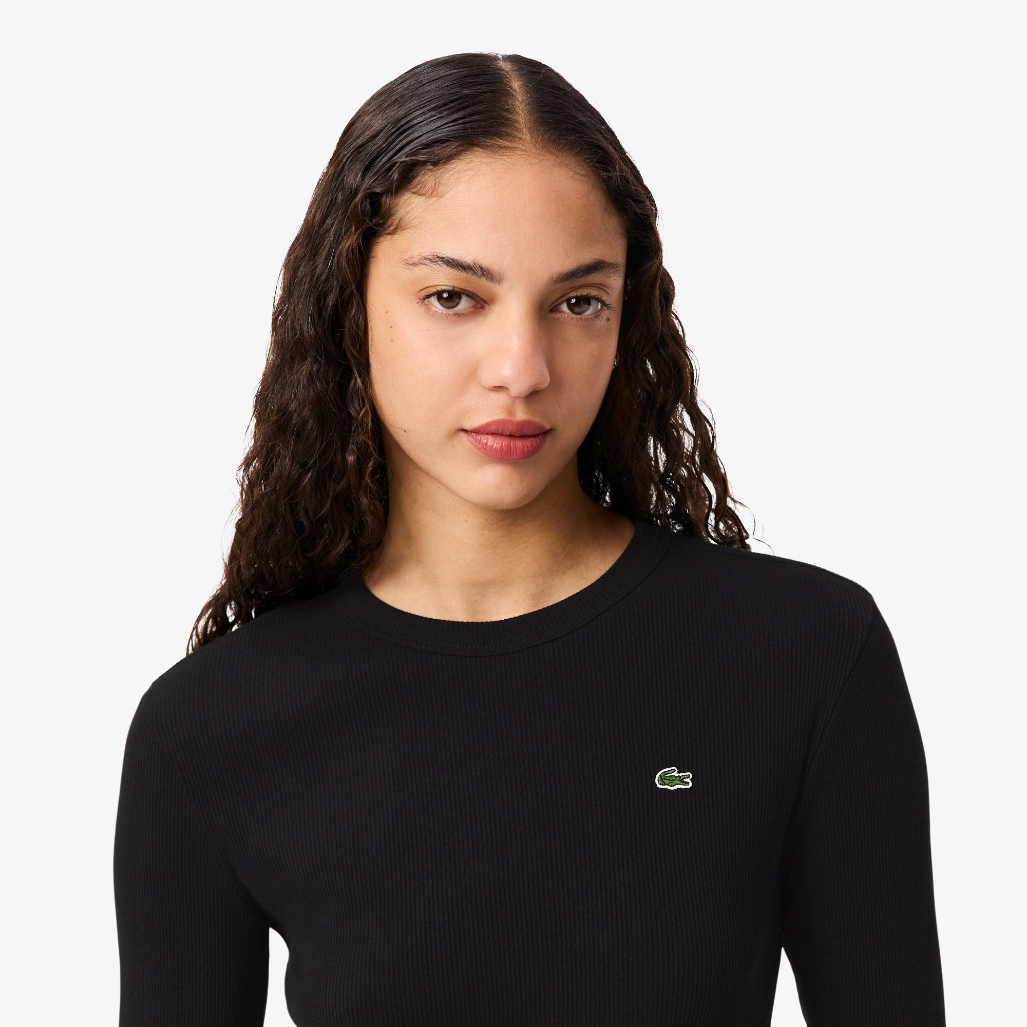 ワンポイントリブニットスリムセーター