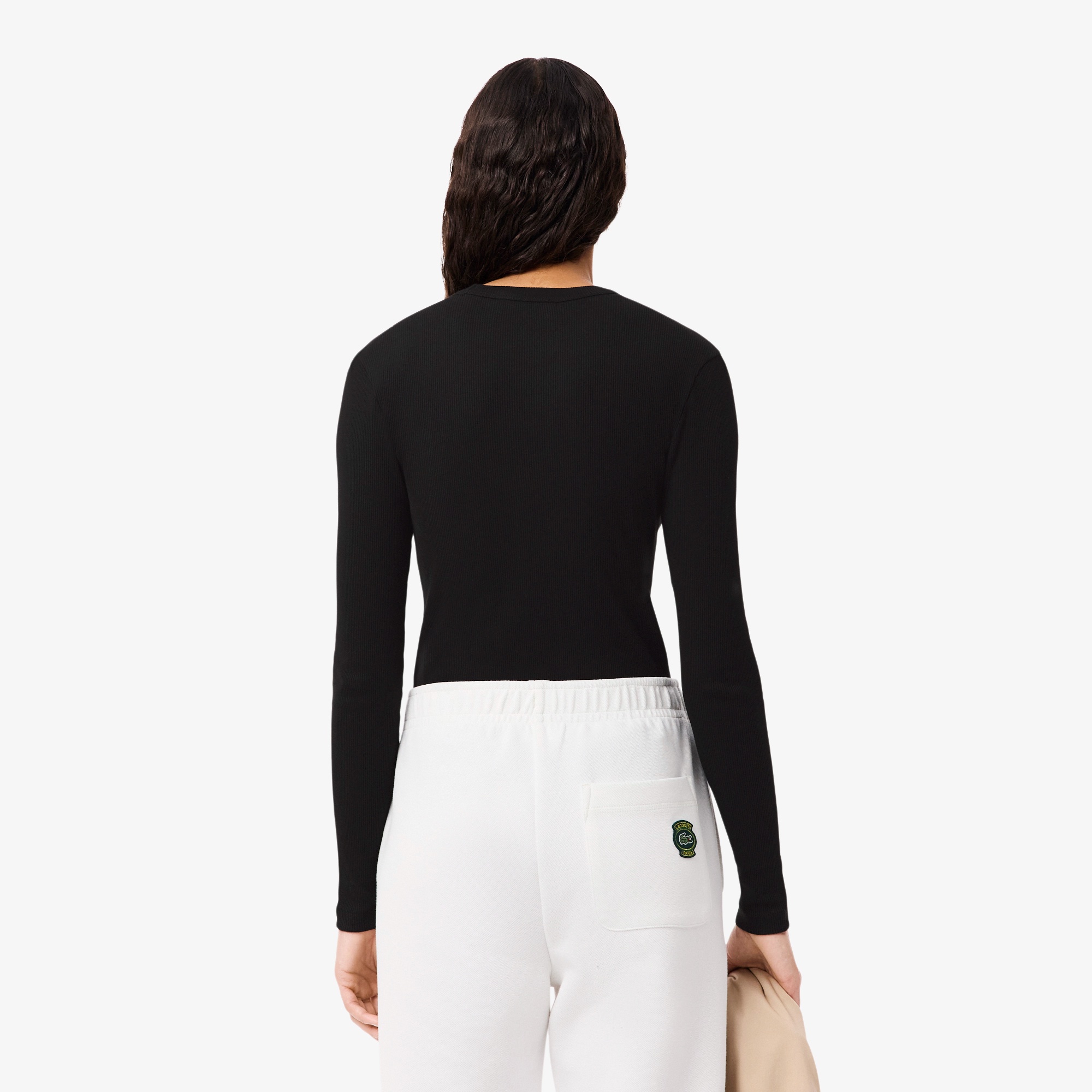 ワンポイントリブニットスリムセーター