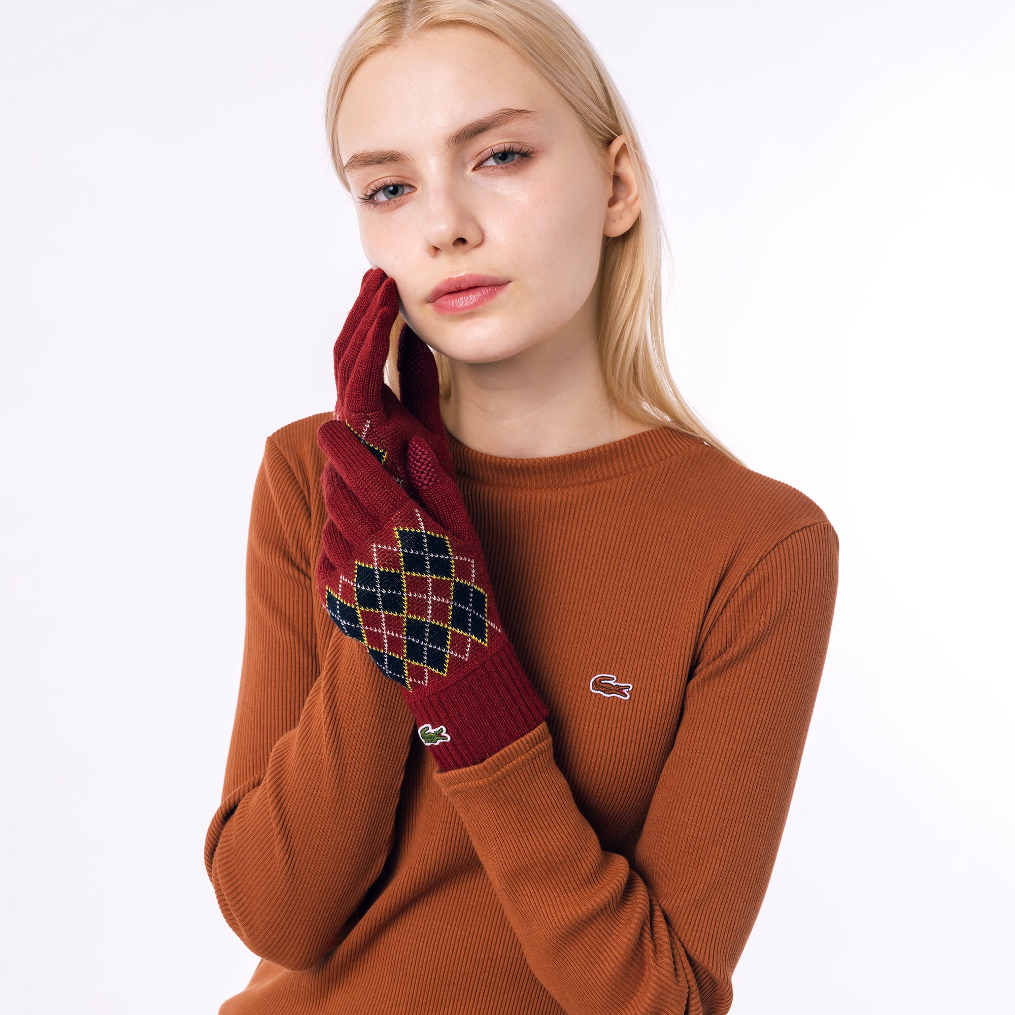 フレッシュカラーアーガイルニットグローブ