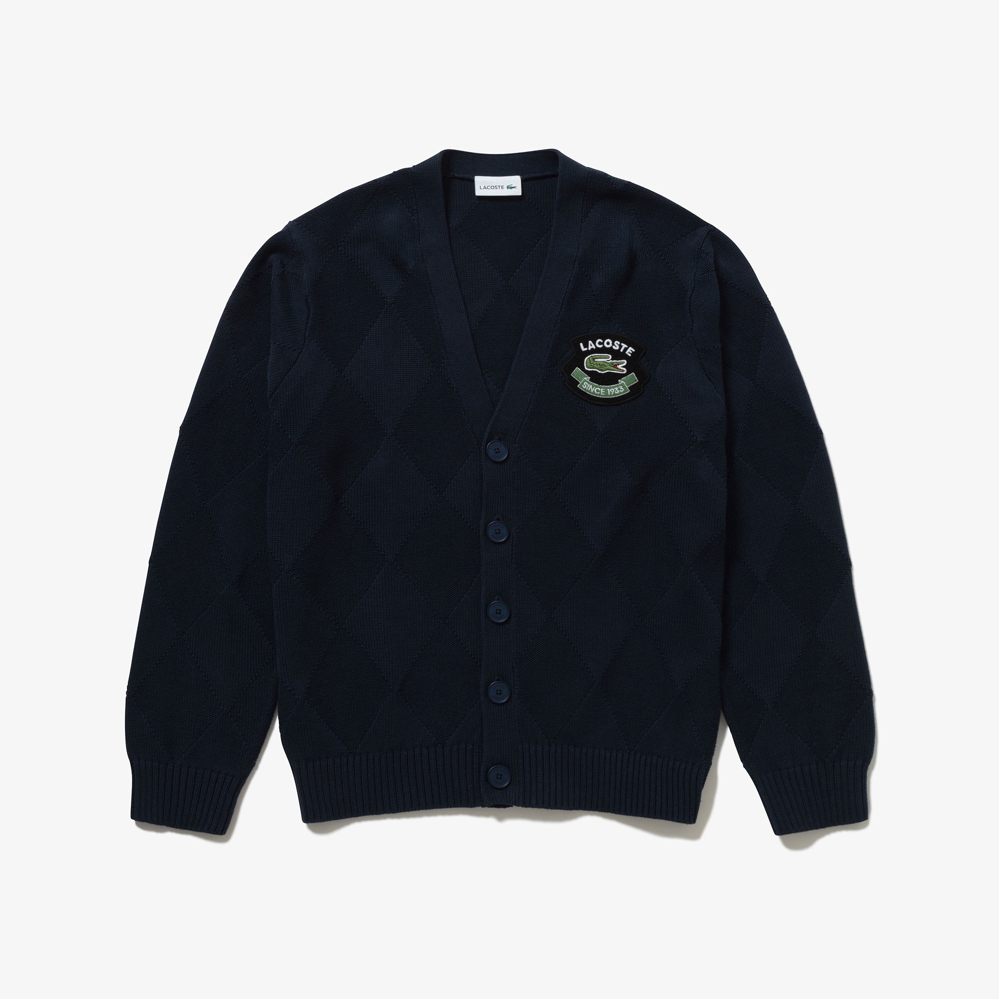 トーナルアーガイルVネックコットンニットセーター