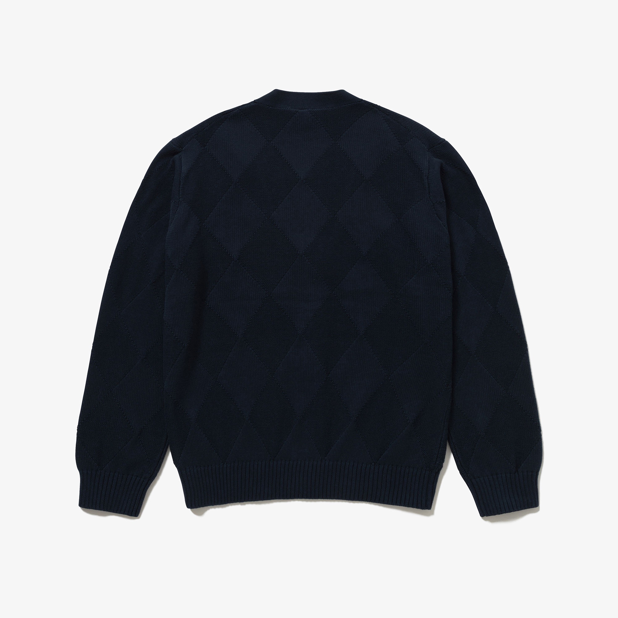 トーナルアーガイルVネックコットンニットセーター