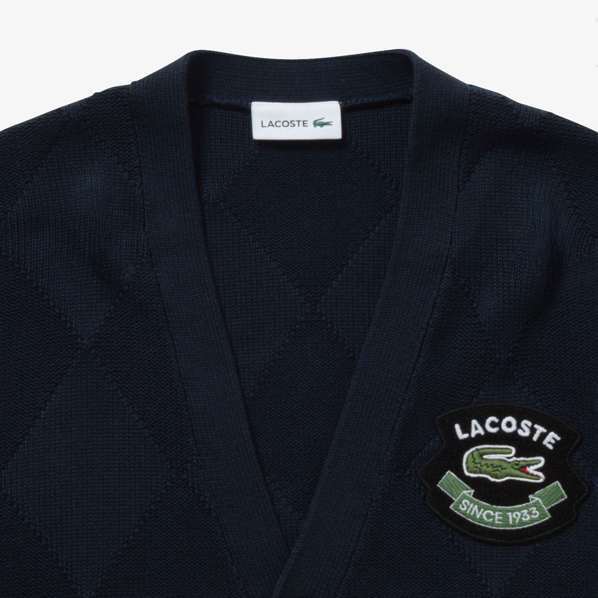 トーナルアーガイルVネックコットンニットセーター