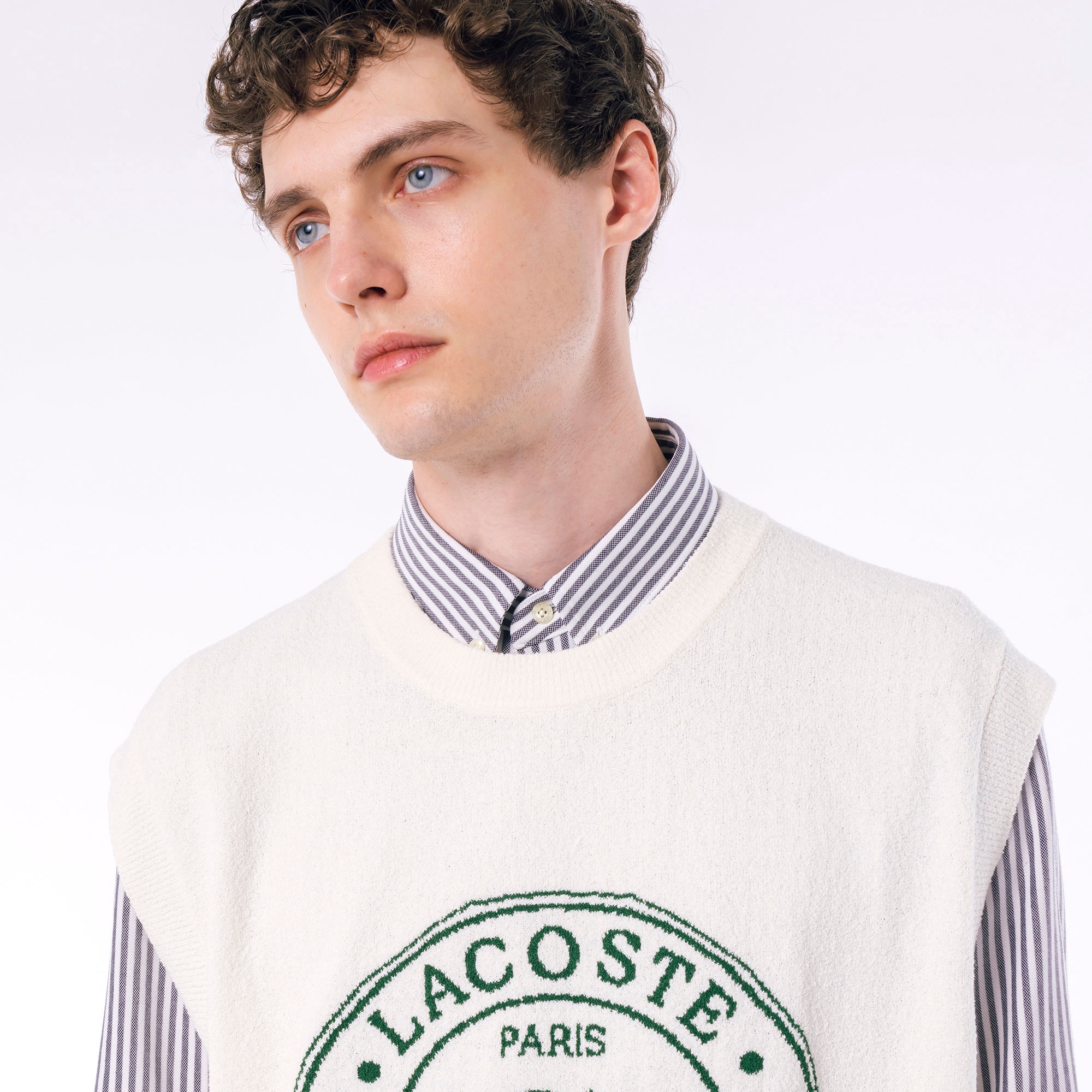 ナイロン×コットンジャカードニットベスト