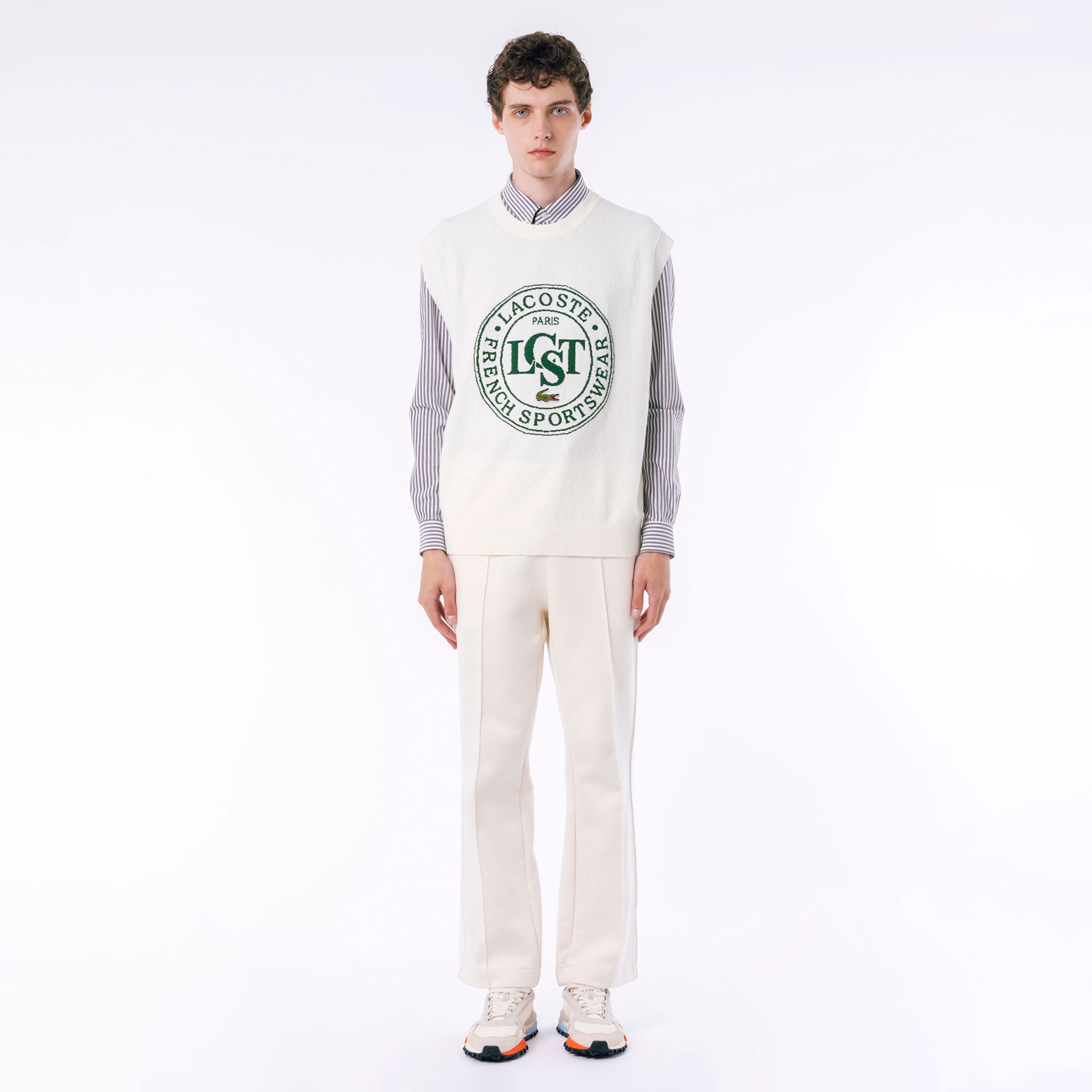 ナイロン×コットンジャカードニットベスト