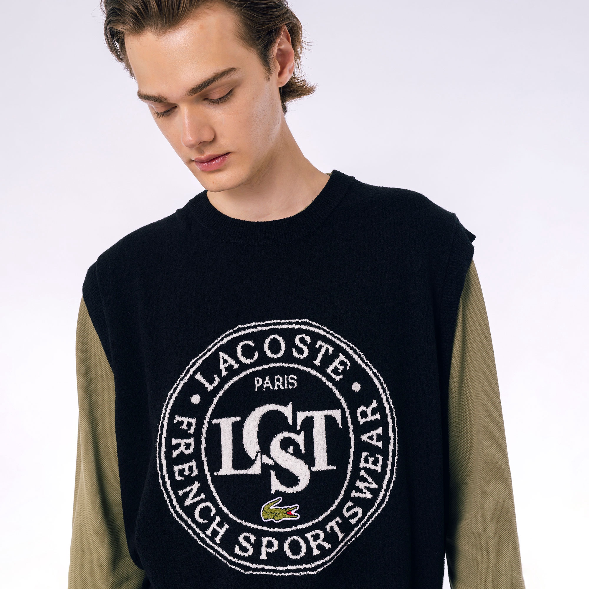 ナイロン×コットンジャカードニットベスト