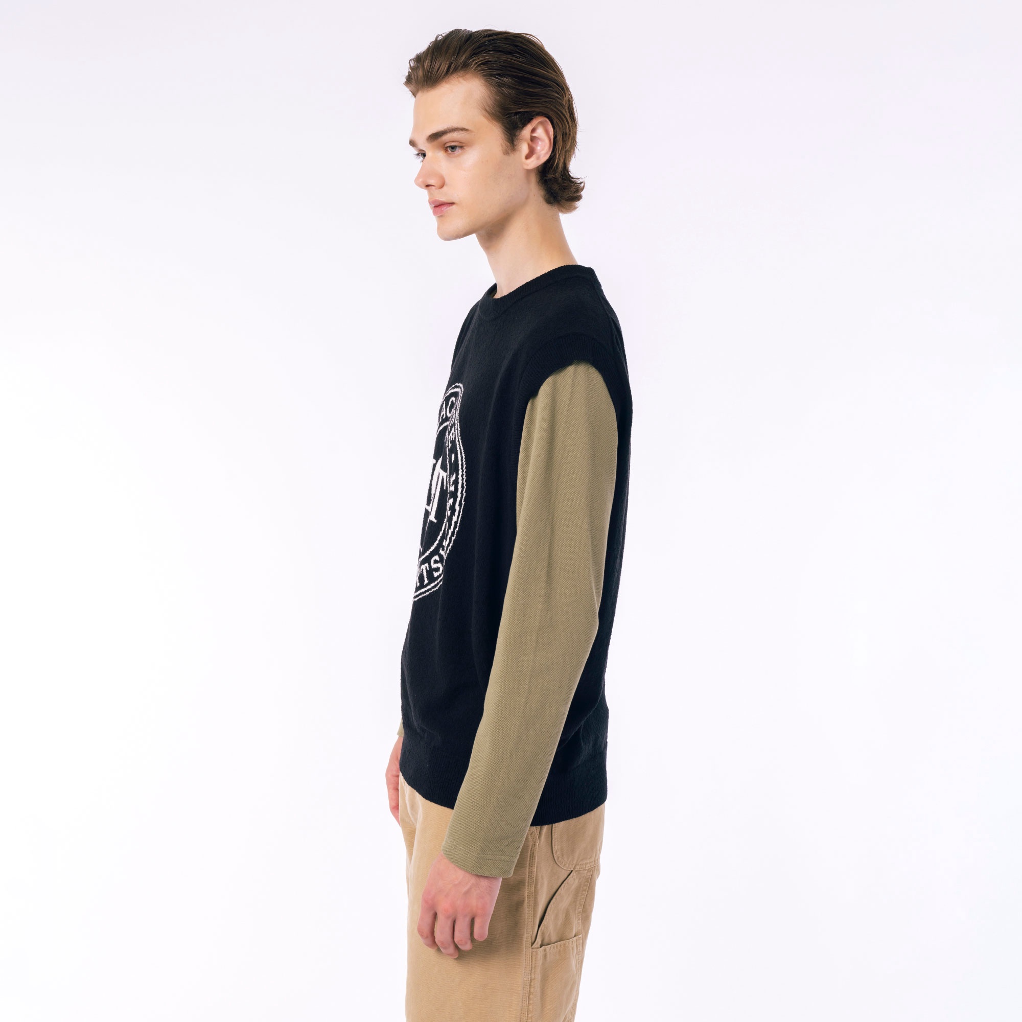 ナイロン×コットンジャカードニットベスト