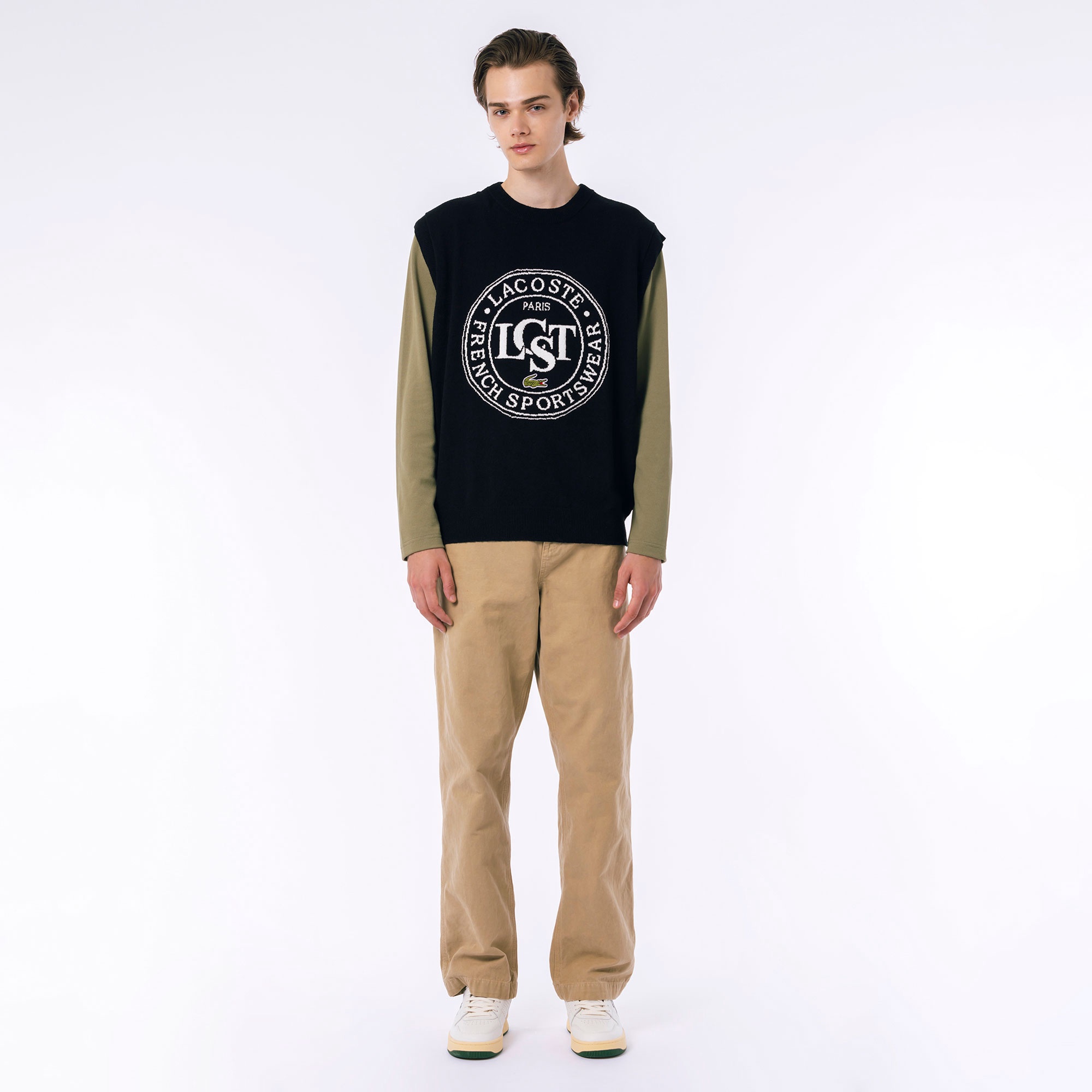 ナイロン×コットンジャカードニットベスト