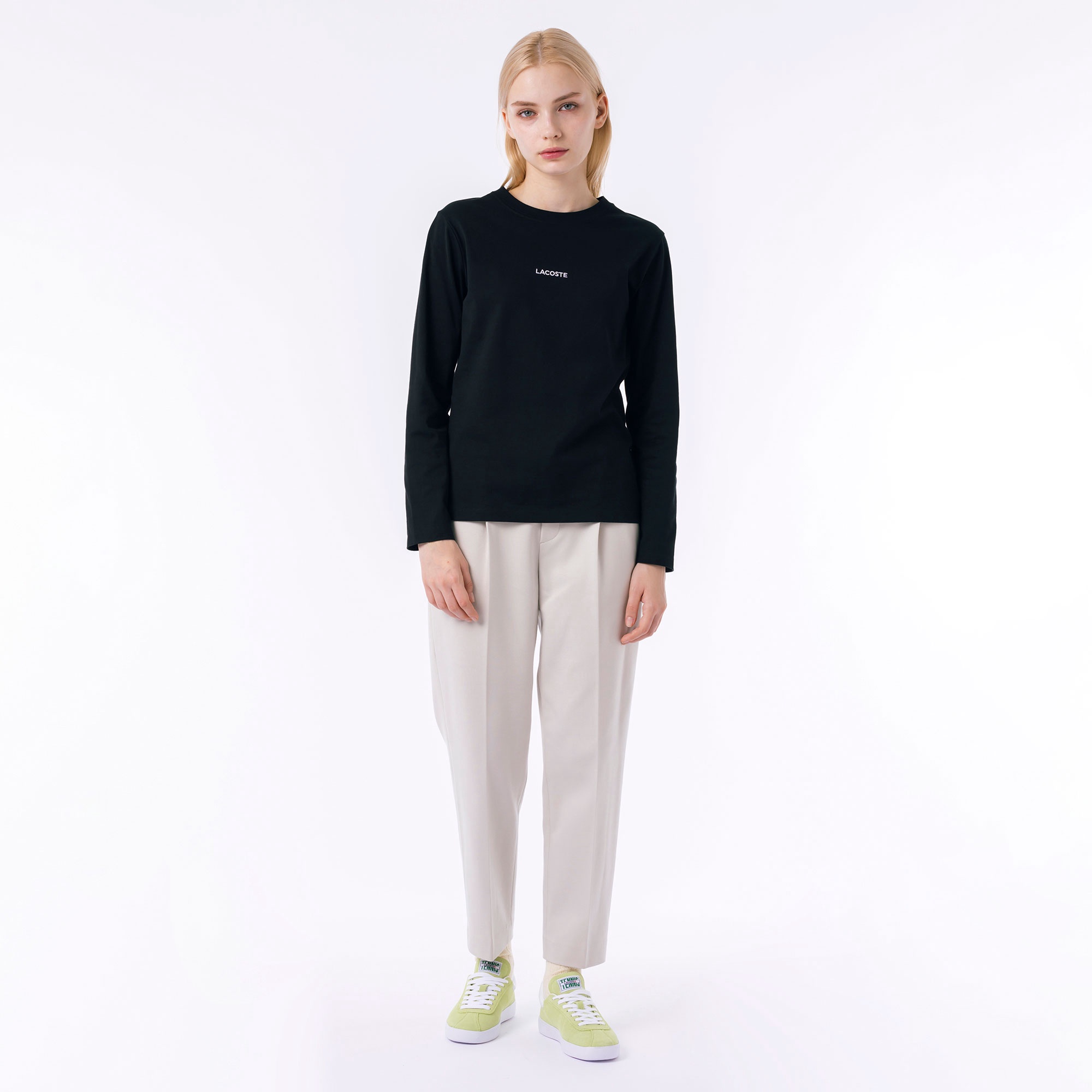 ワンポイント刺しゅう長袖Tシャツ