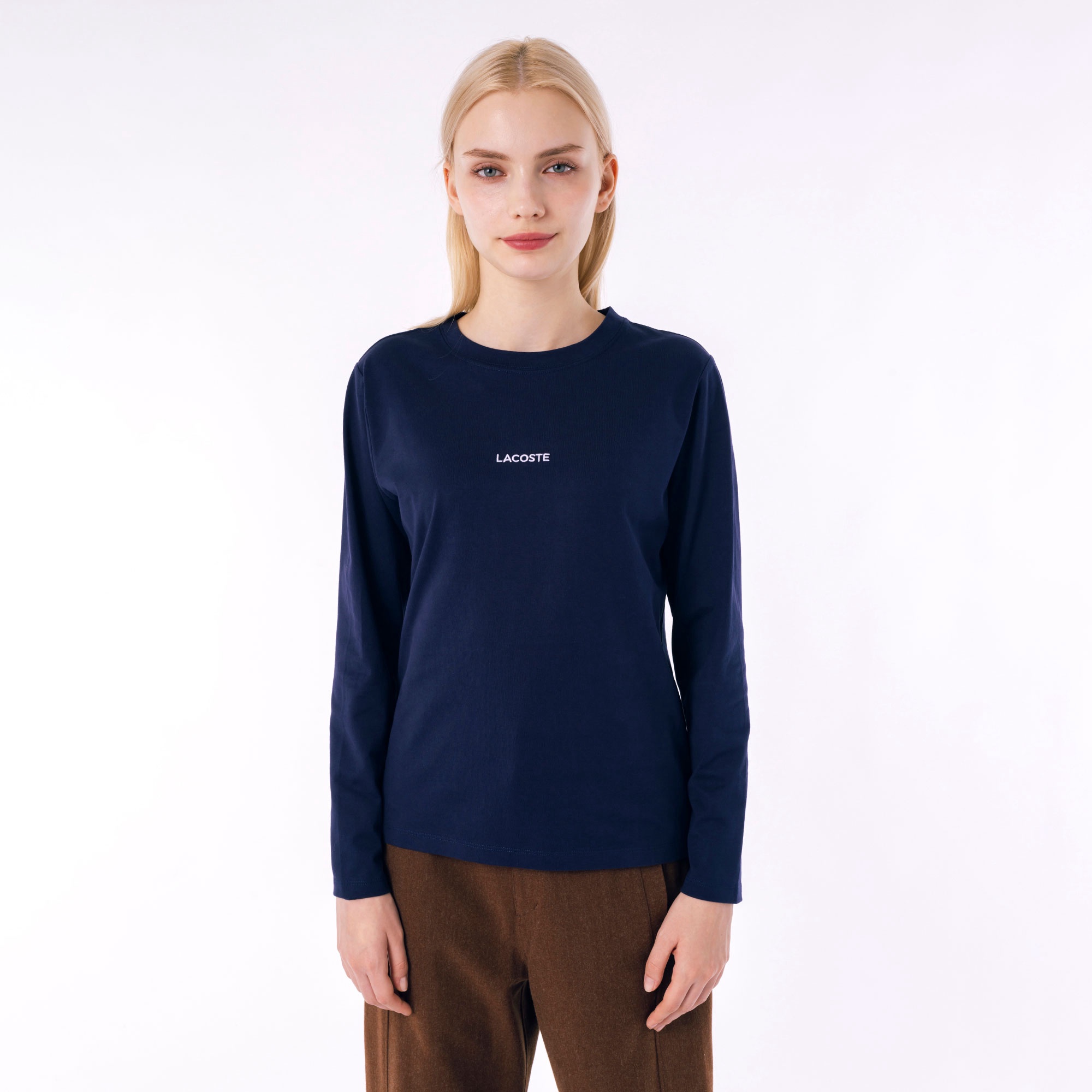 ワンポイント刺しゅう長袖Tシャツ