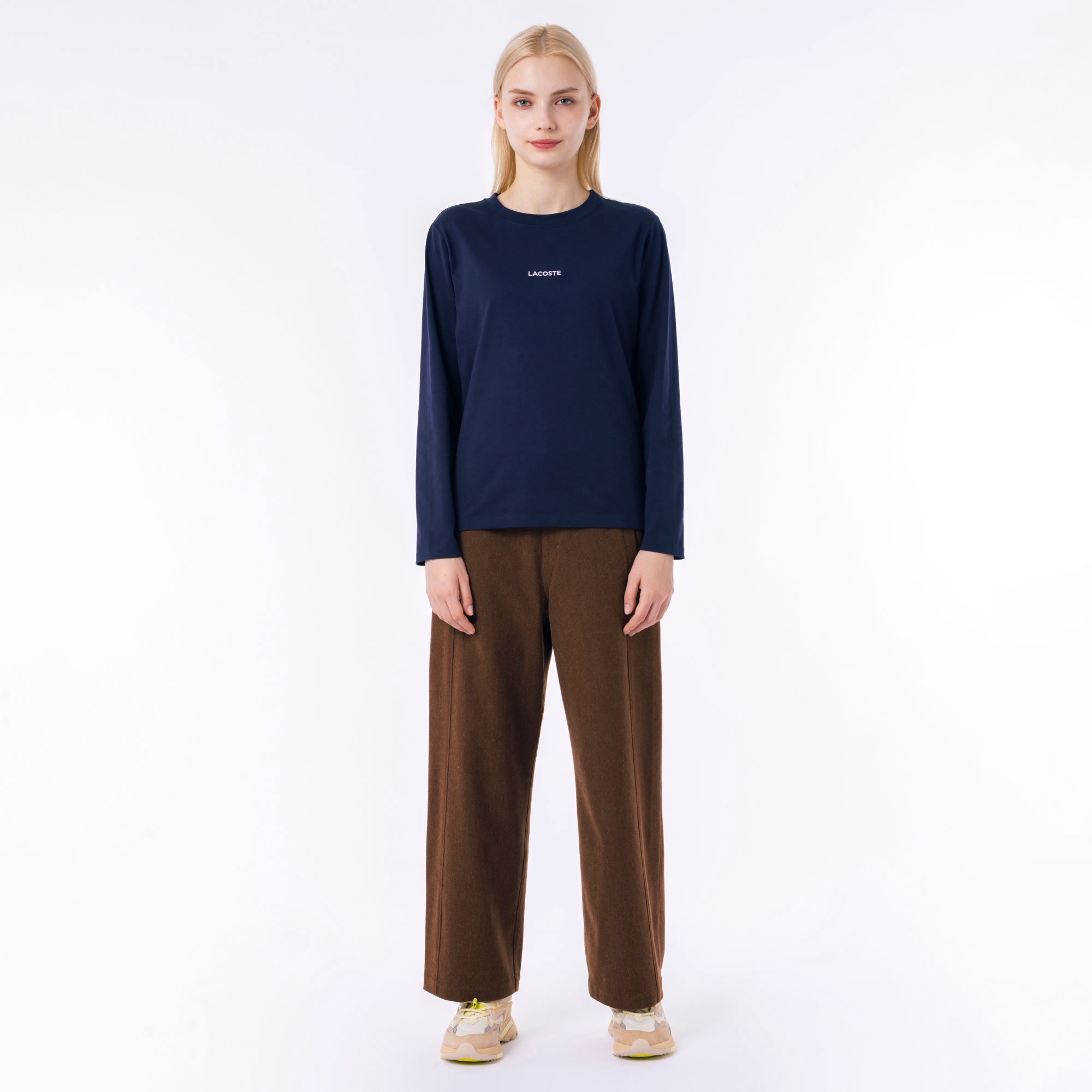 ワンポイント刺しゅう長袖Tシャツ