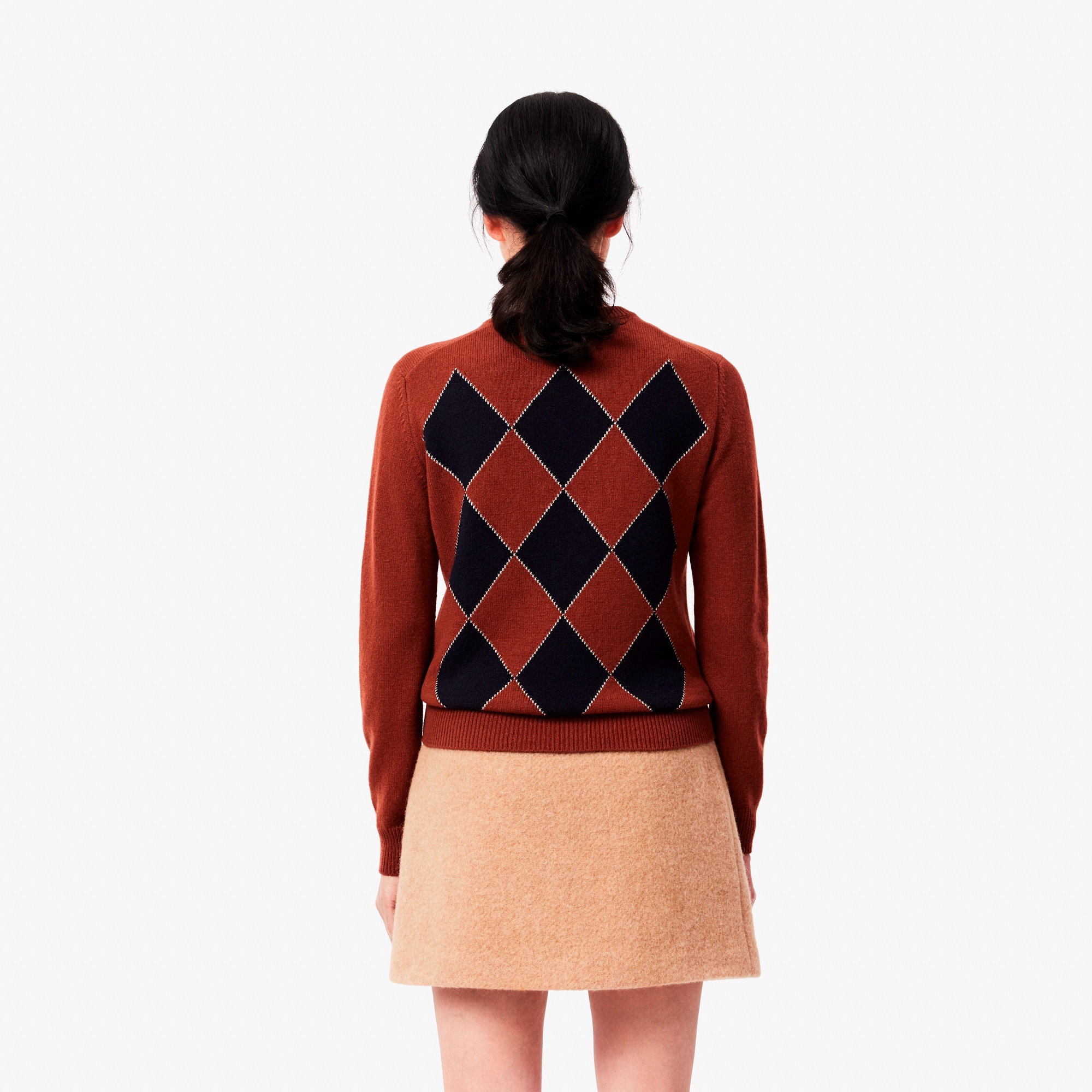 配色ステッチアーガイルジャカードニットセーター