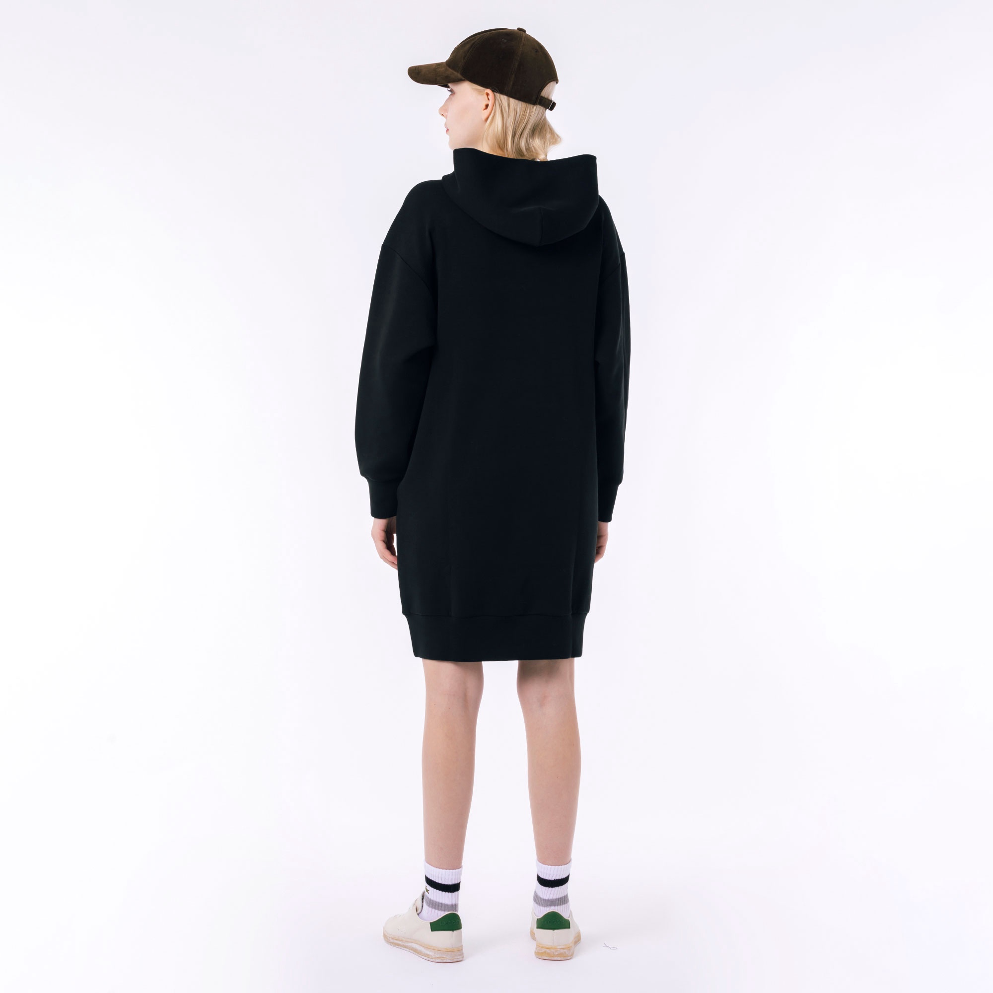 ブランドネームロゴステッチダブルフェイススウェットフーディードレス