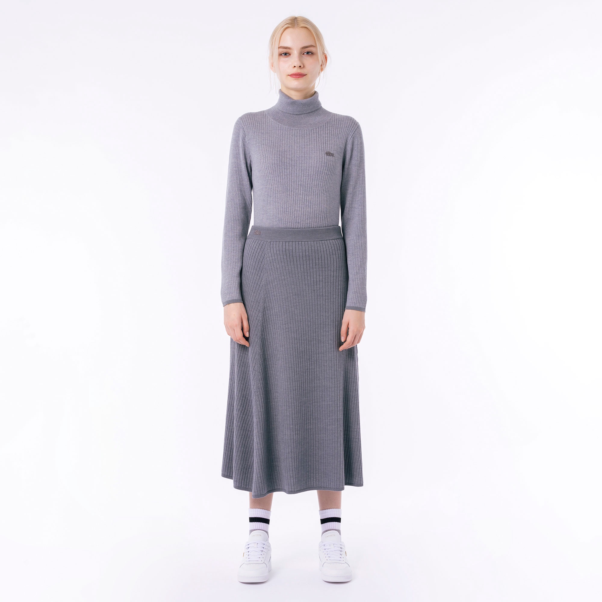 切り替えリブニットスカート