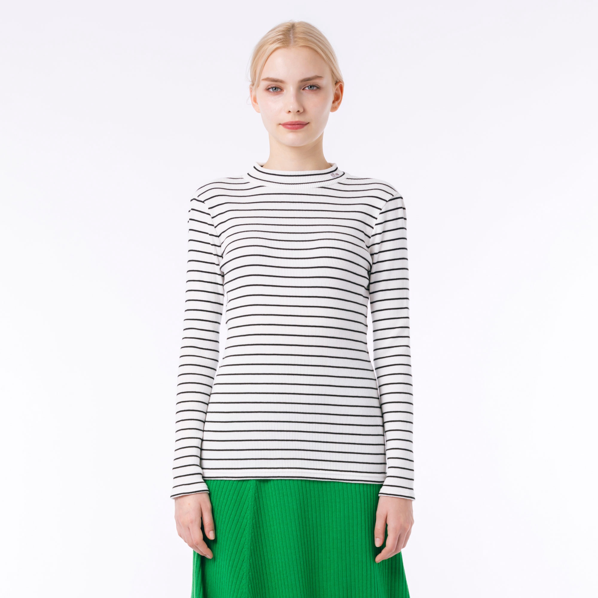 モックネックロングスリーブTシャツ
