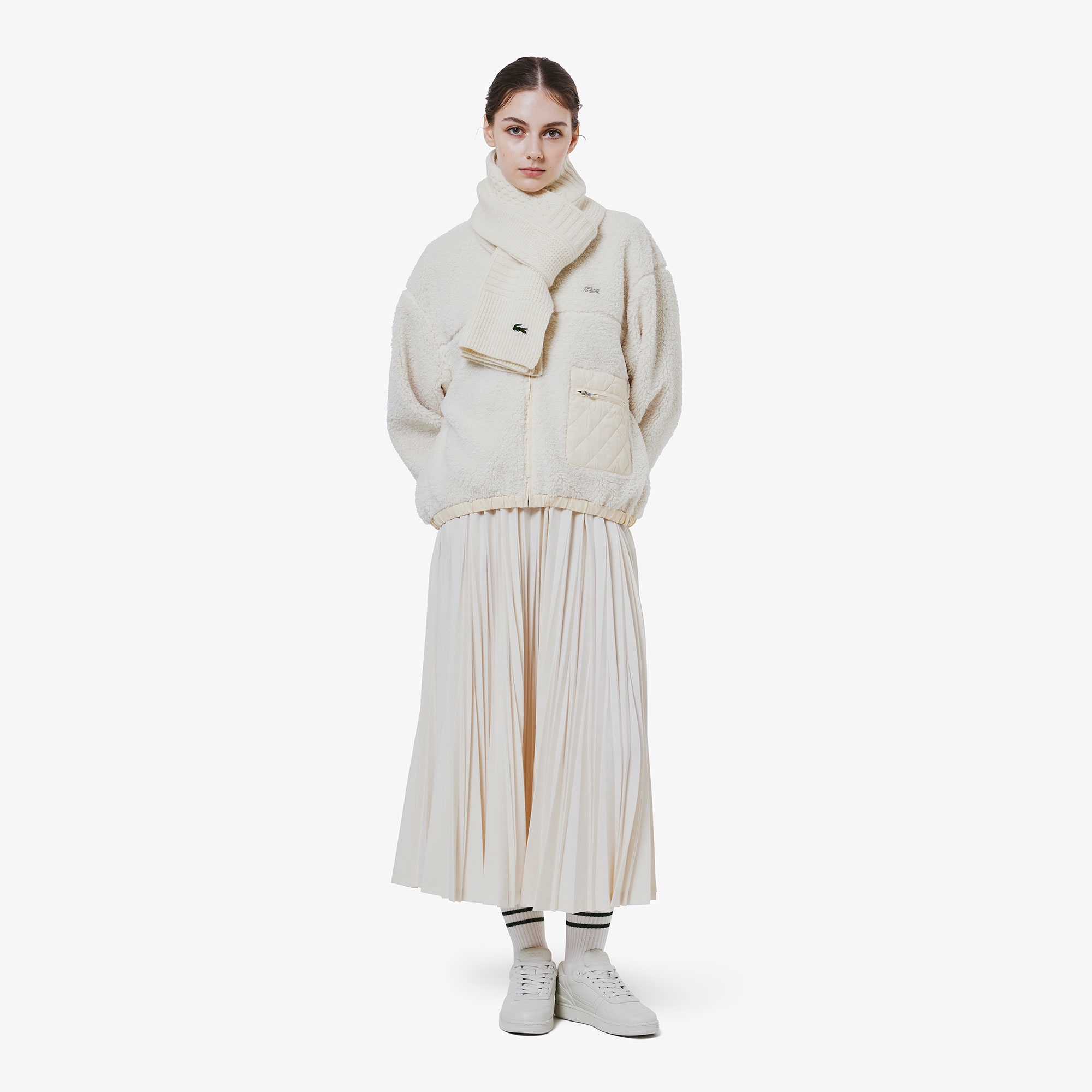 リブニットスタンドカラーボアジャケット