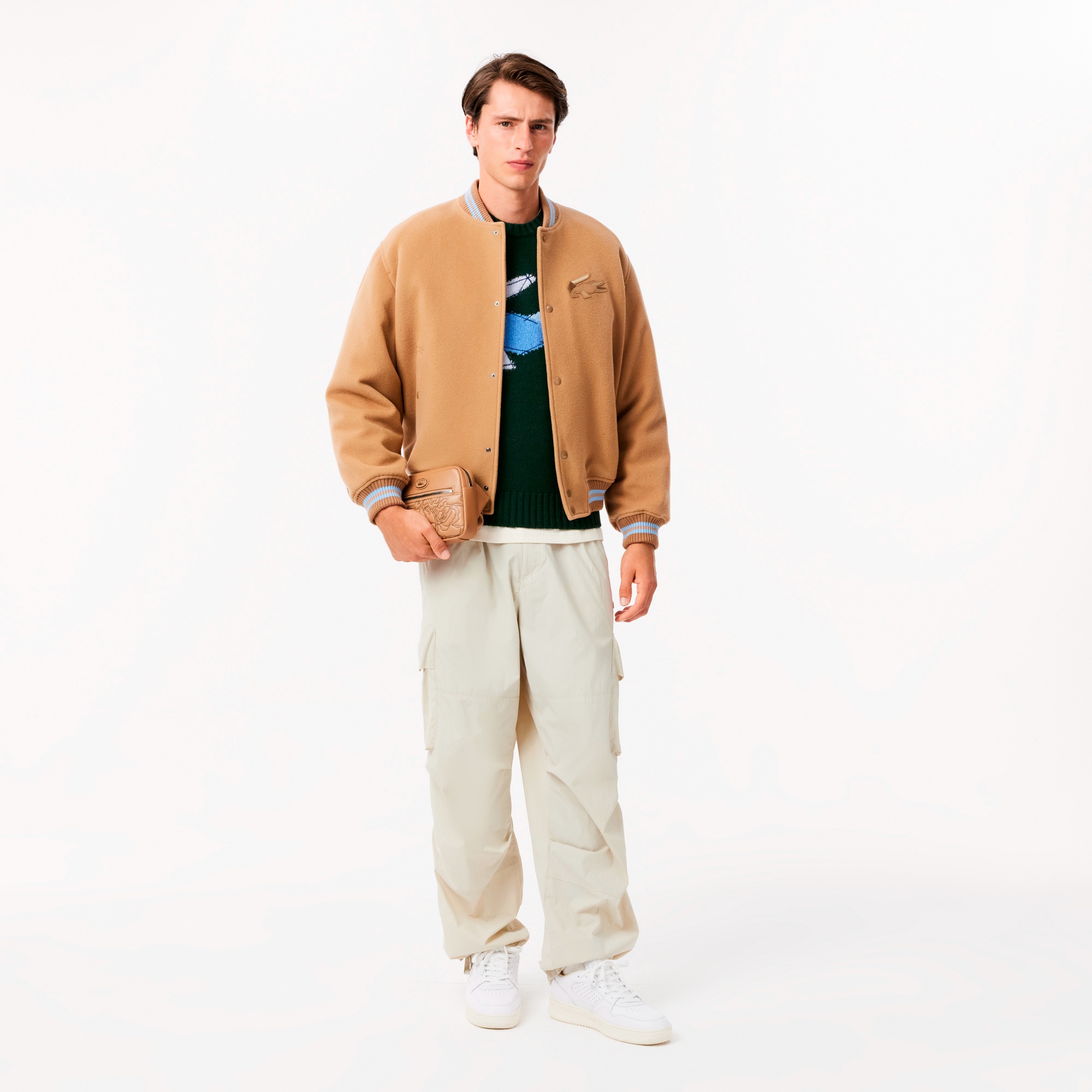 グラフィカルワニロゴジャカードニットセーター