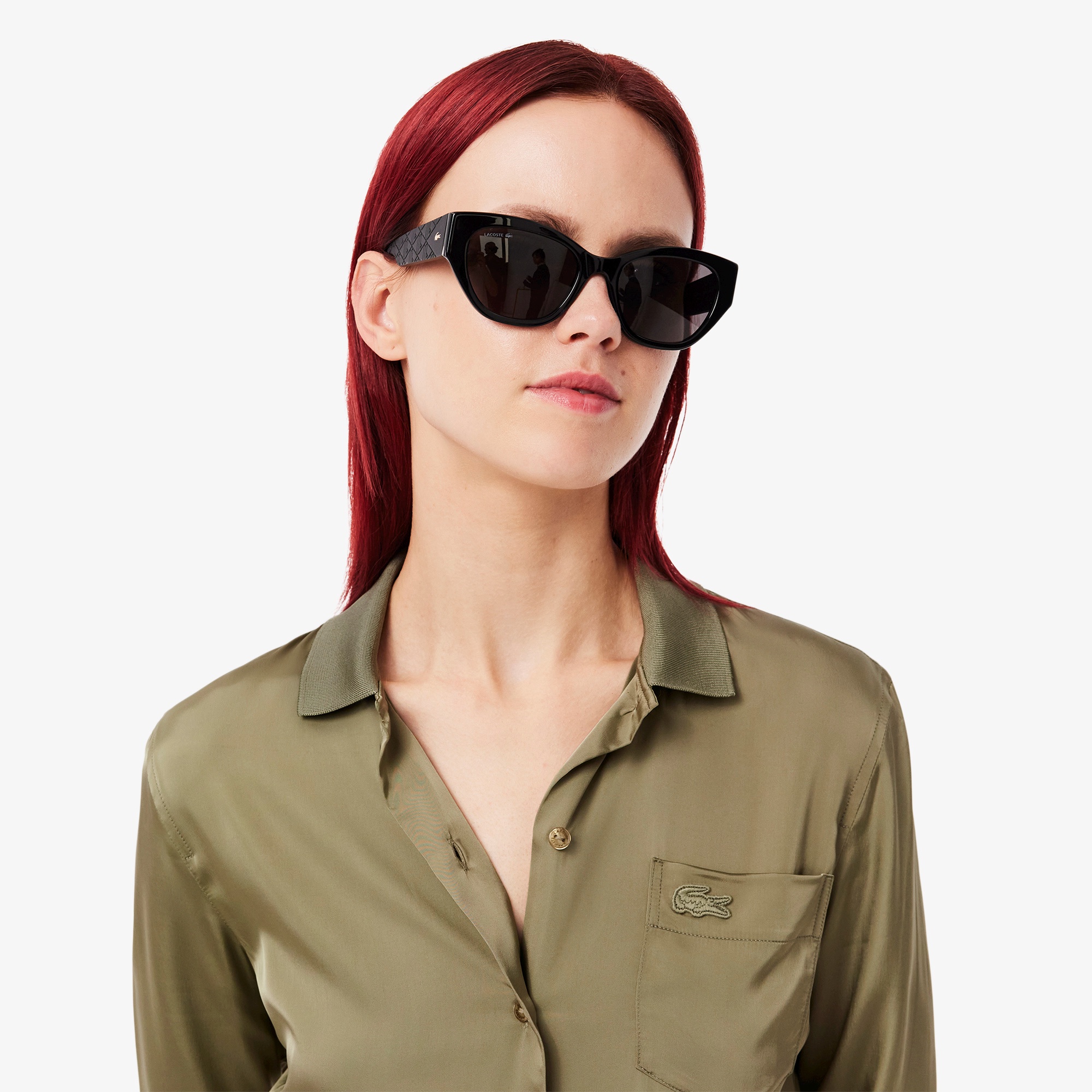 リブニットカラーレーヨンシャツ