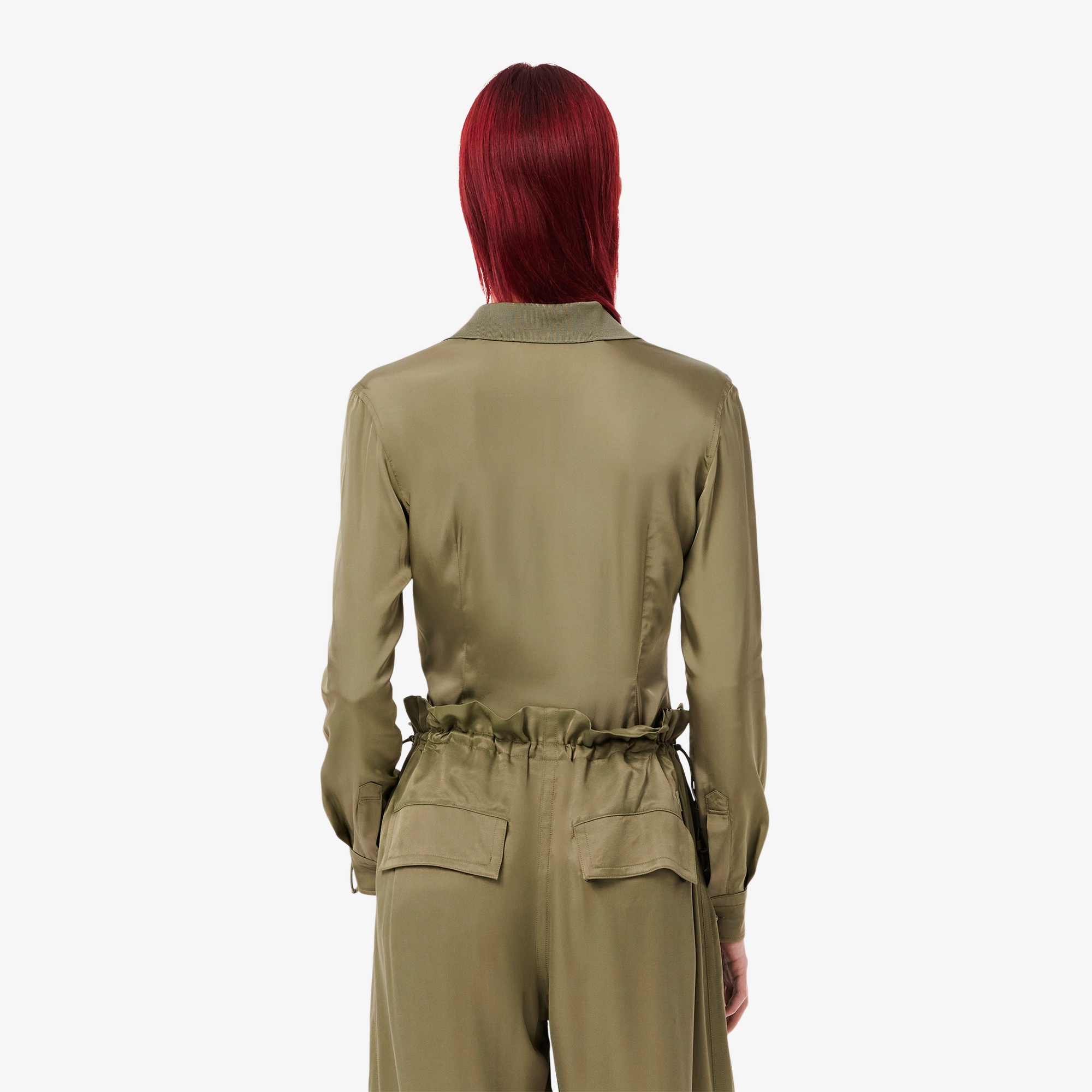 リブニットカラーレーヨンシャツ