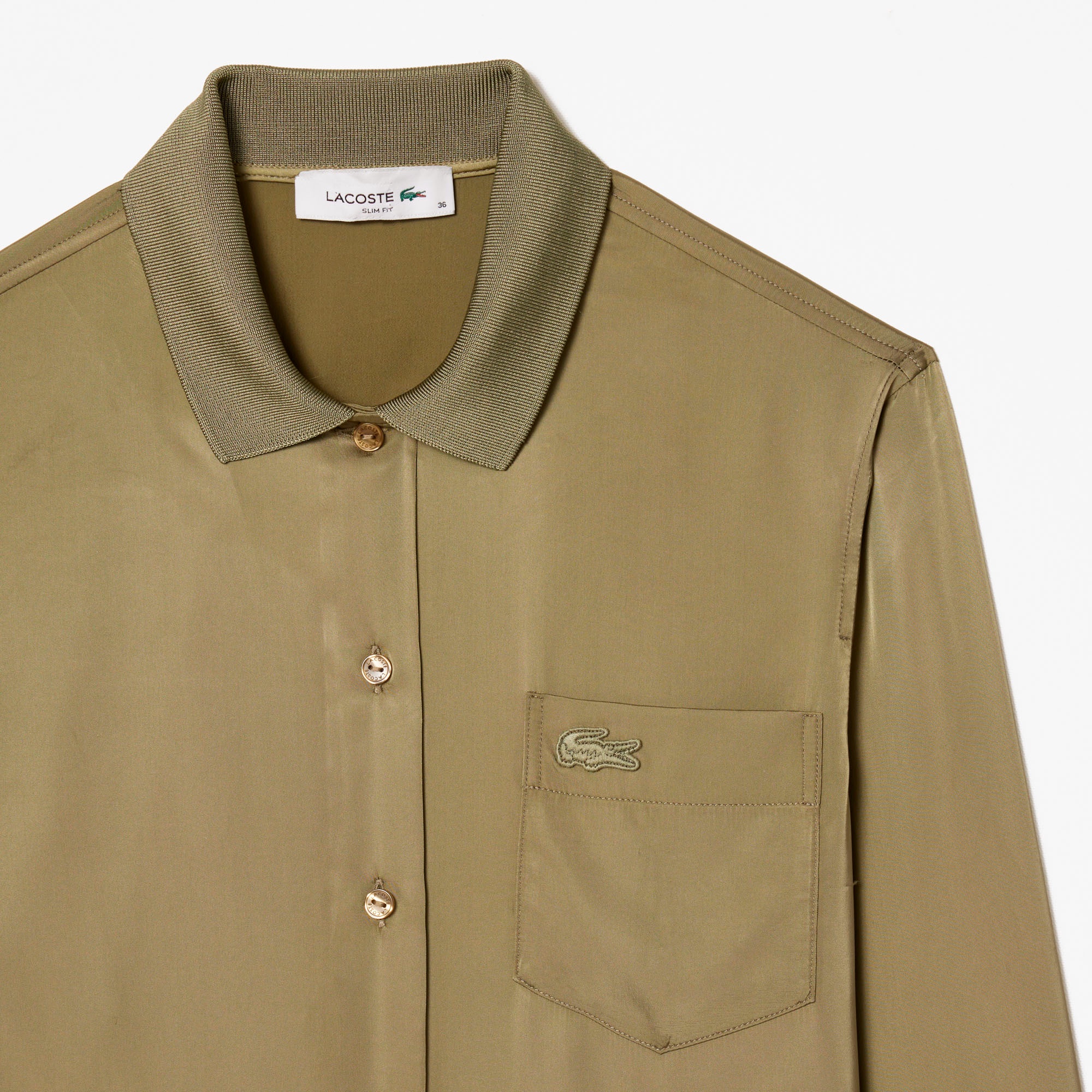 リブニットカラーレーヨンシャツ