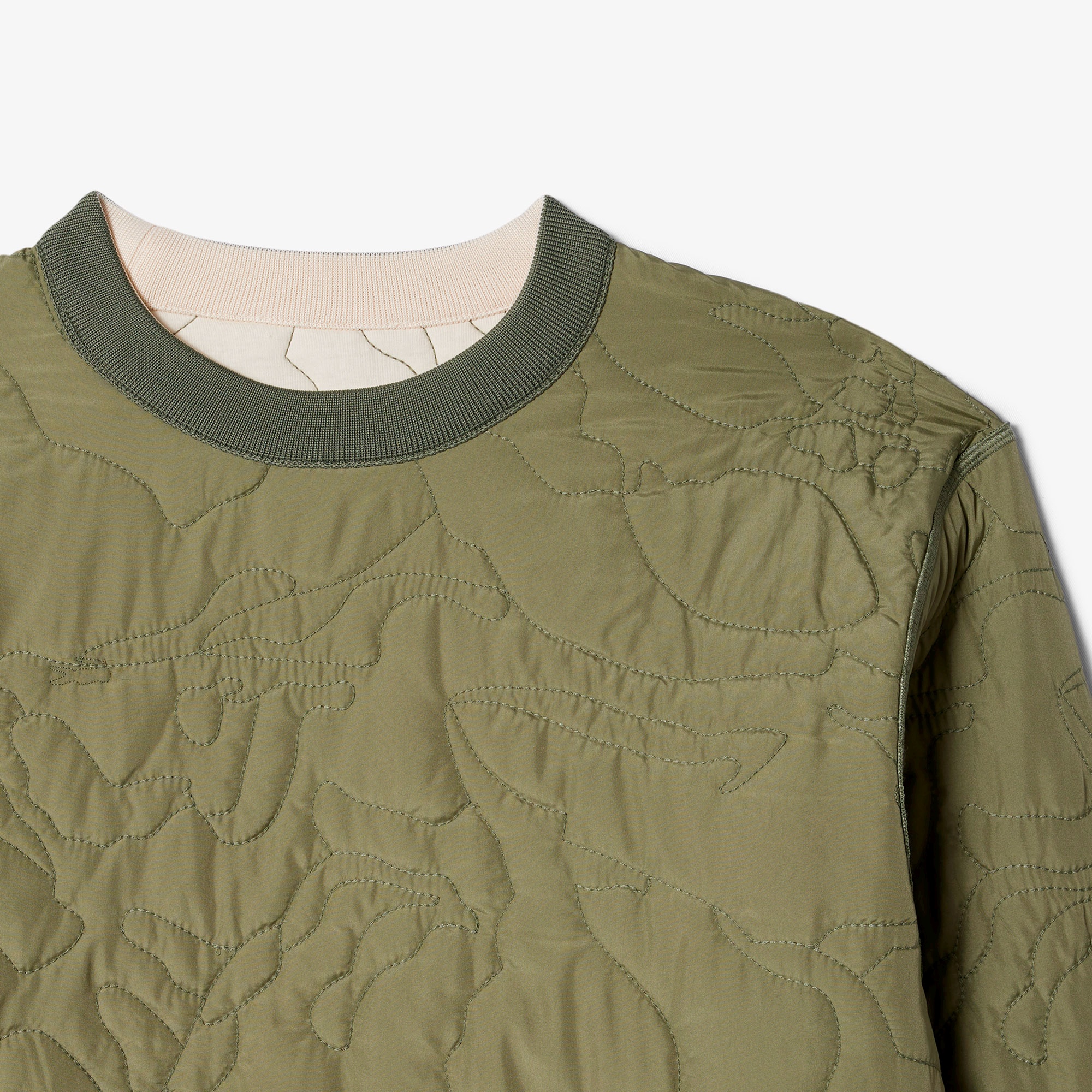 リバーシブルキルティングクルーネック