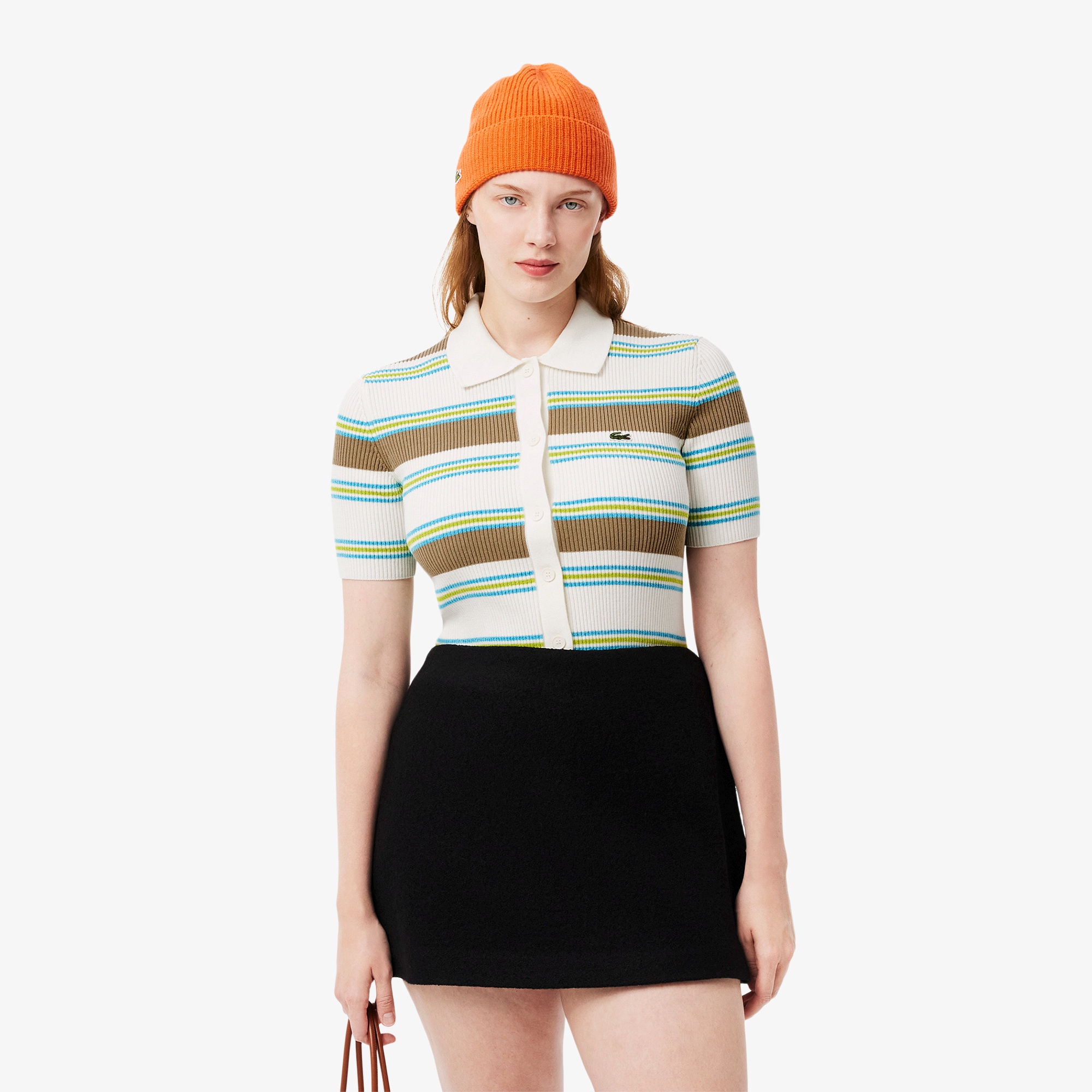 リブニットボーダーシャツ