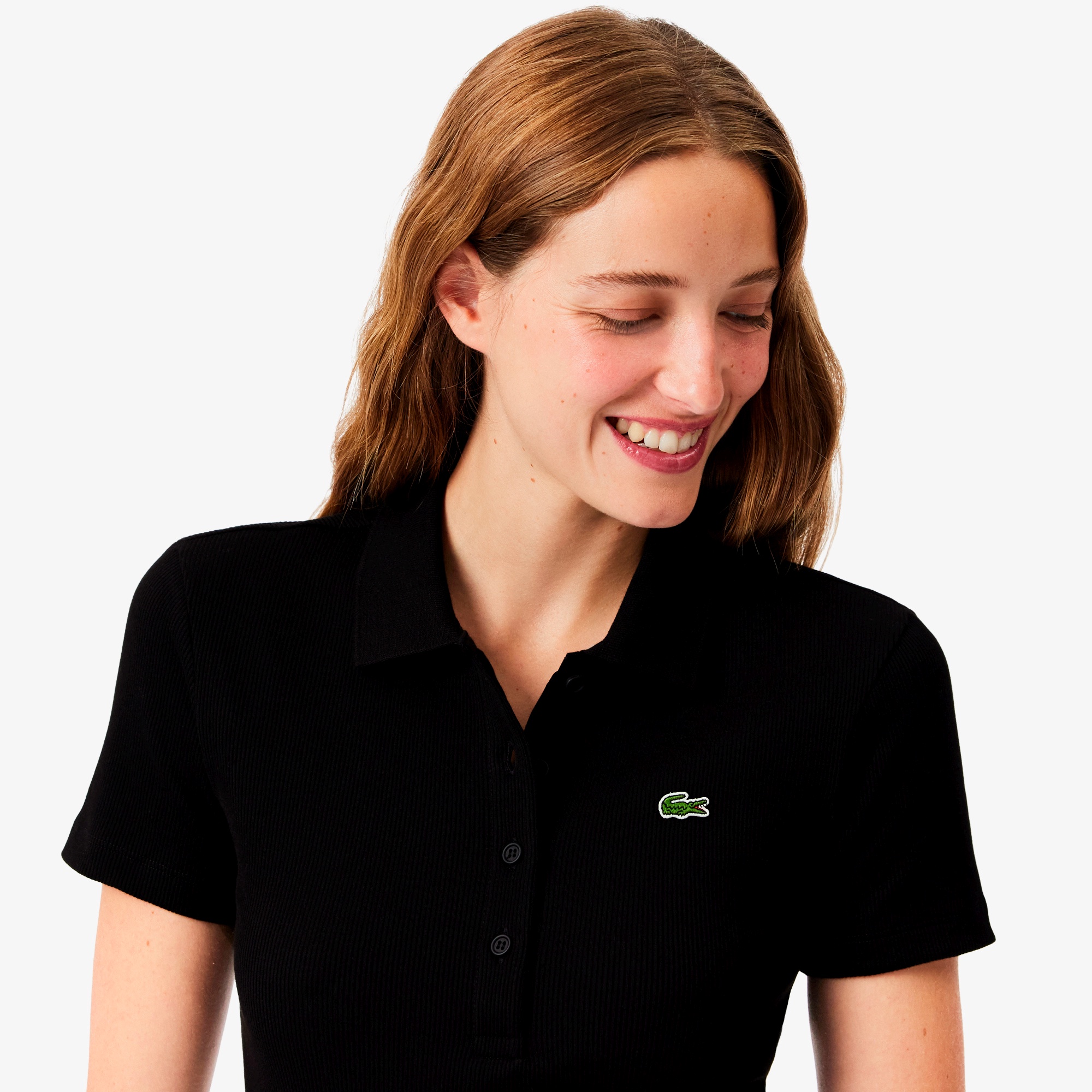 タイトフィットリブニットポロシャツ