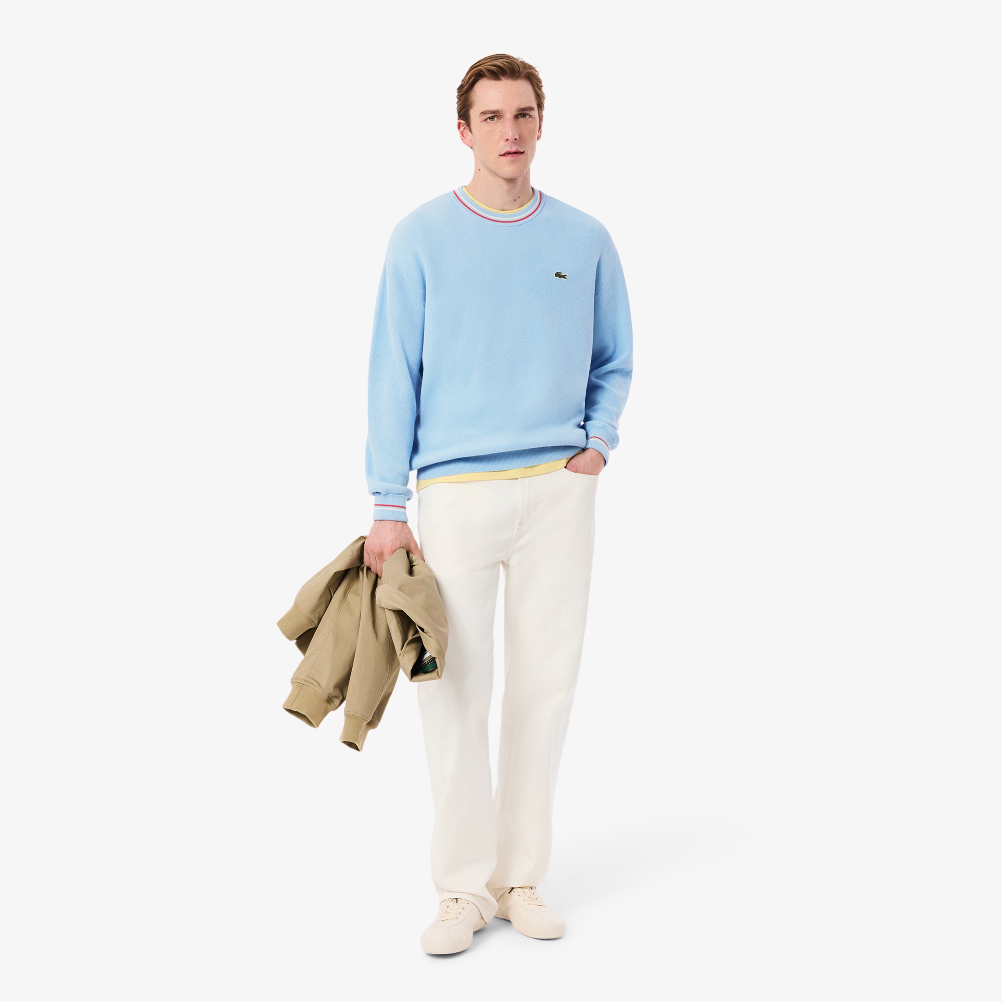 リブニットステッチコットンニットセーター