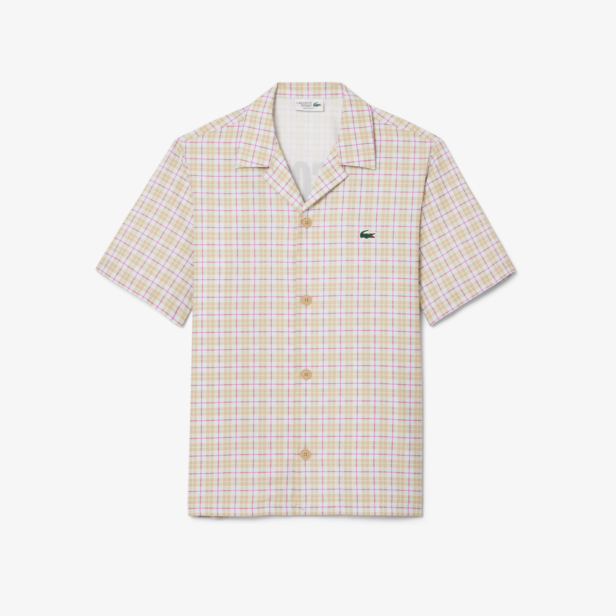 ラコステゴルフチェックオープンカラーシャツ