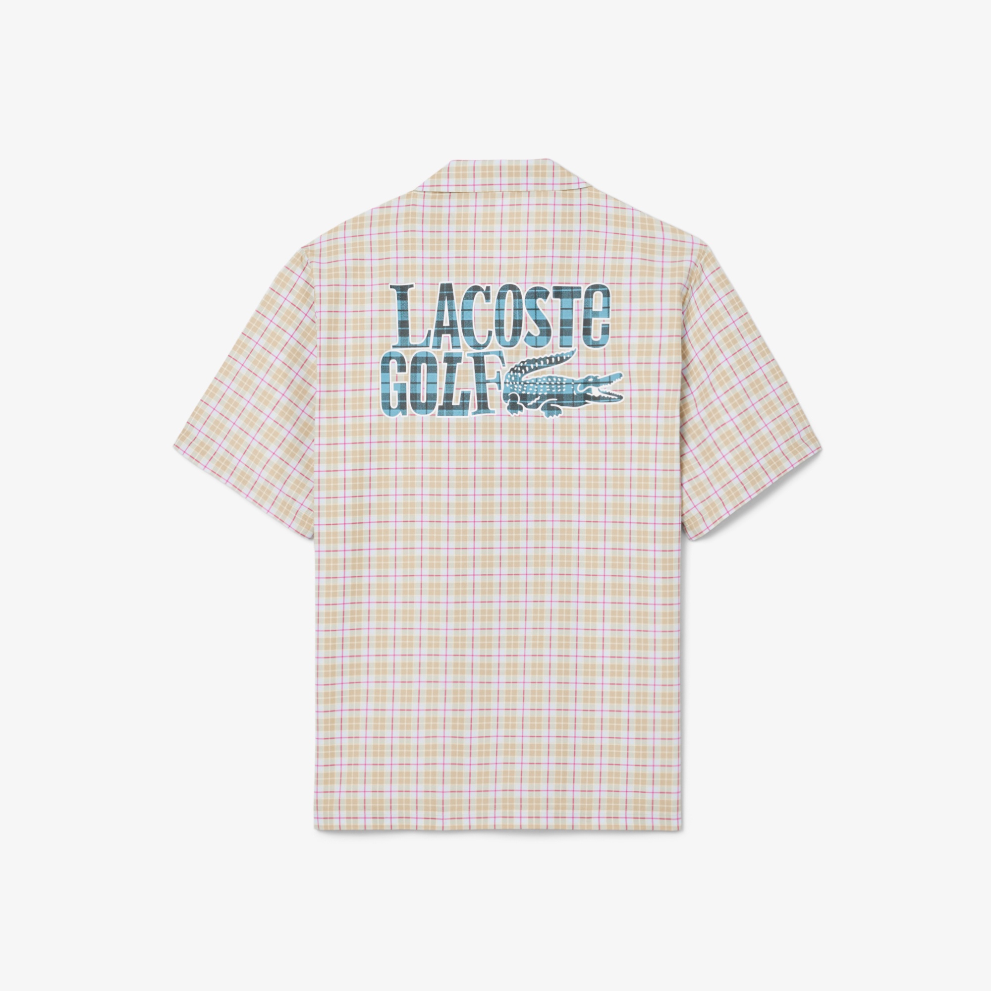 ラコステゴルフチェックオープンカラーシャツ