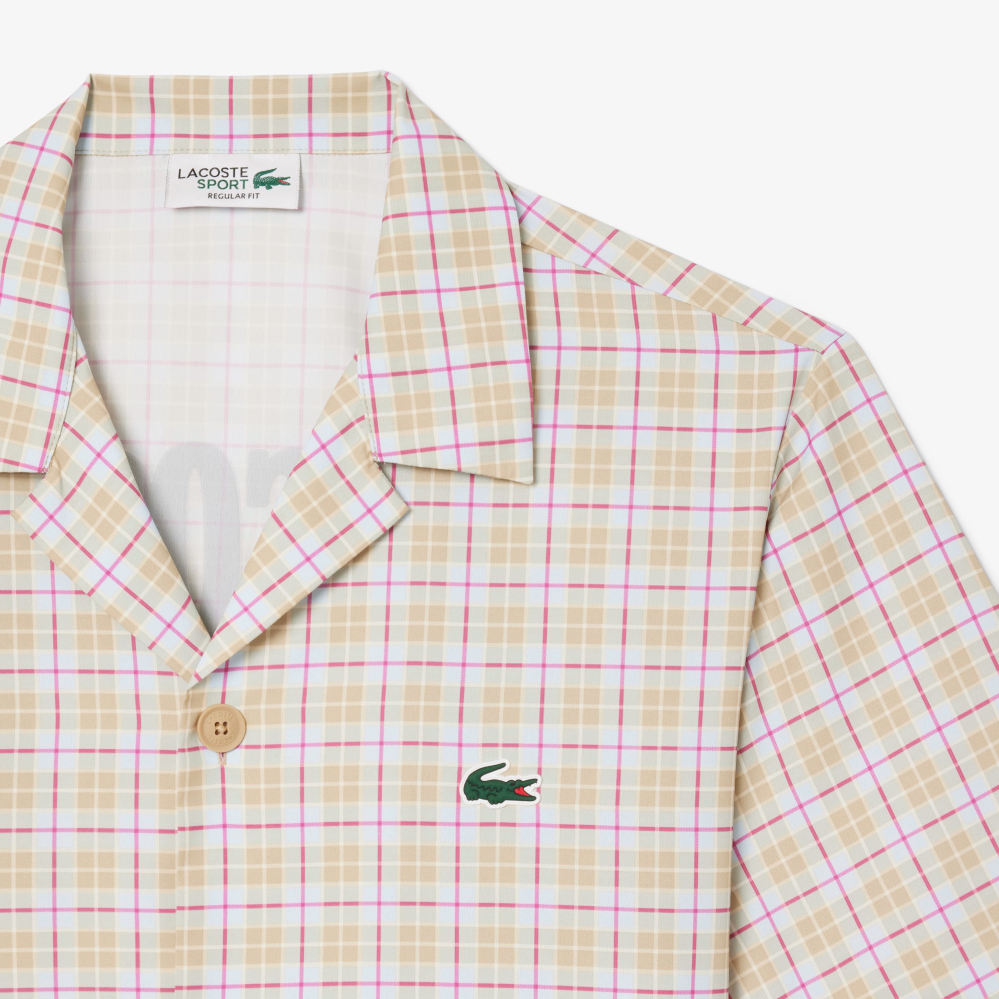 ラコステゴルフチェックオープンカラーシャツ